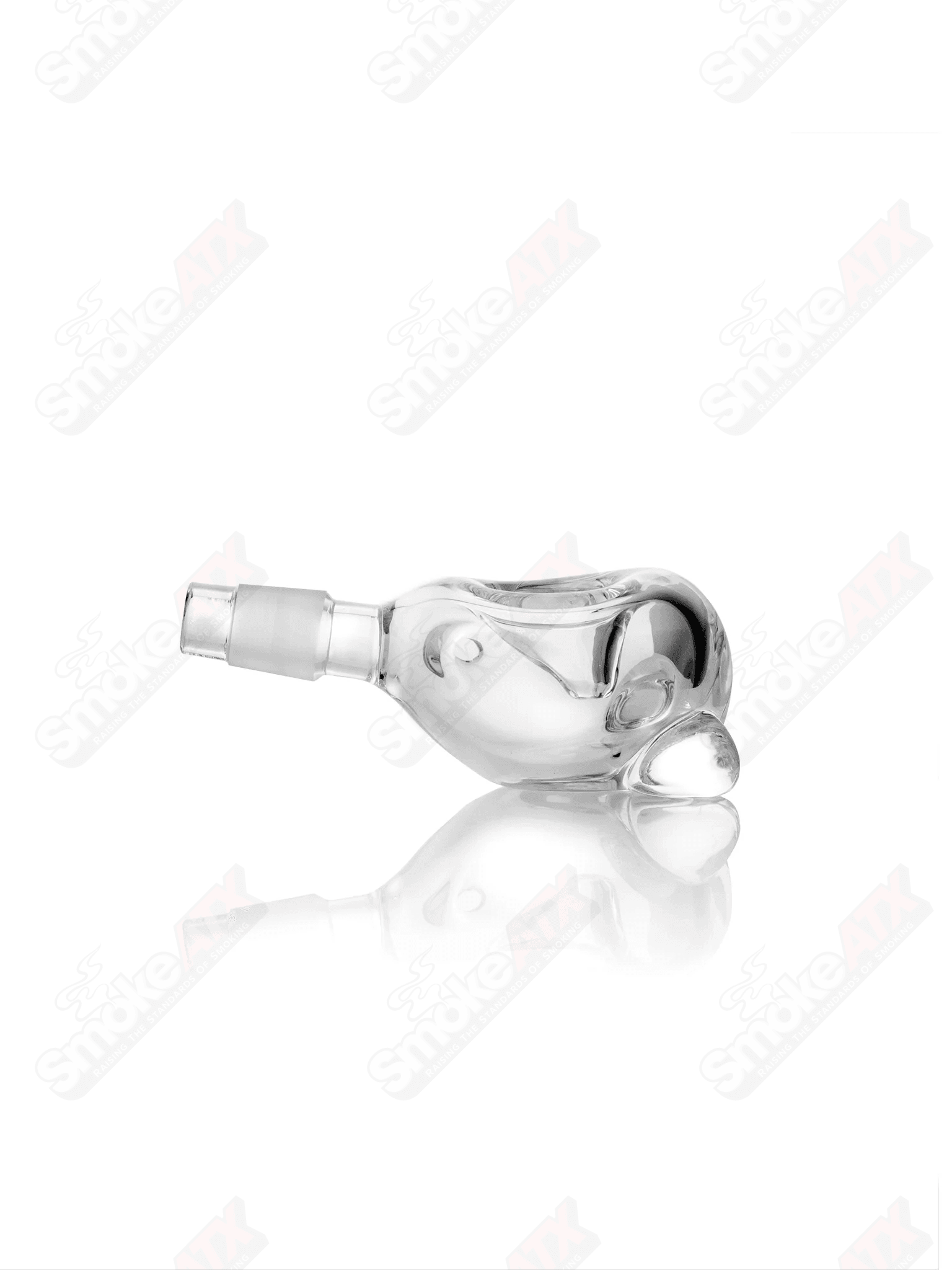 Grav 14mm clear glass multi-kit spoonhead attachment with helix design for pipe smoking.