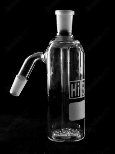 14mm HiSi Glass V-arm ash catcher for glass pipes, featuring clear HiSi glass and a V-shaped arm design.