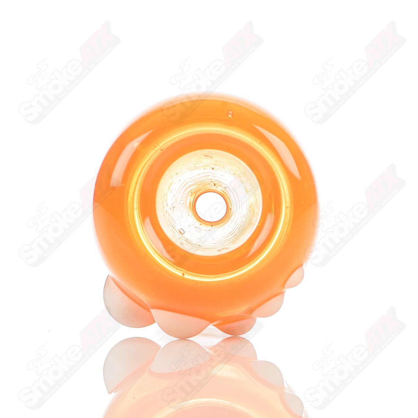 Colorful 18mm Dustorm Glass push slide bowl, full color design, clear glass with vibrant accents for smoking accessories.