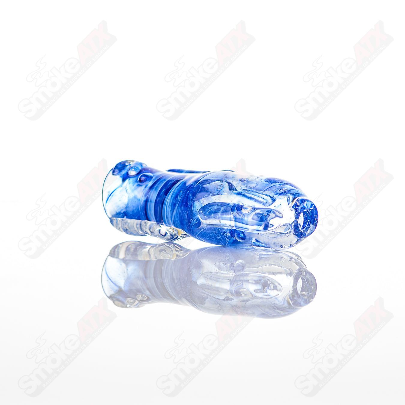Large Glass Chillum by Nobody, clear glass smoking pipe with a simple, cylindrical design for easy use and durability.