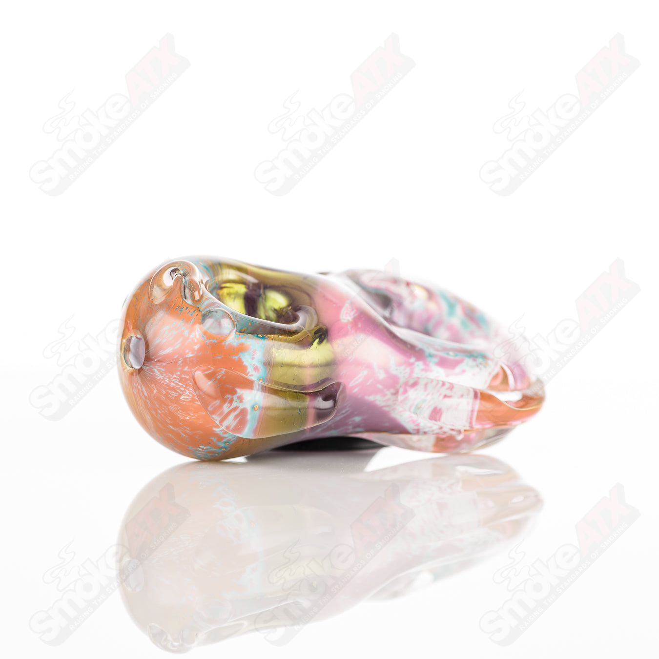 Glass Goddess Pipe by Nobody, clear glass pipe featuring intricate goddess design and smooth mouthpiece for easy use.