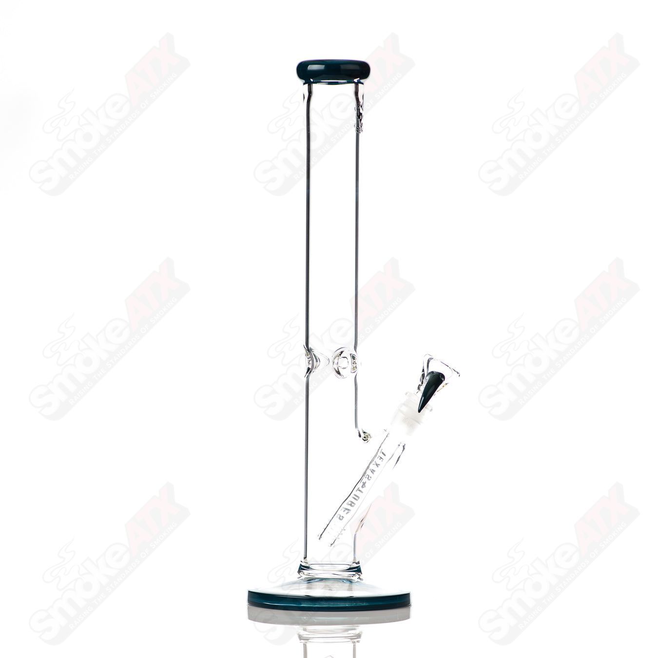 Deep Sea Blue 16-inch 14mm straight glass tube by Texas Tubes, showcasing a sleek, straight design ideal for smoking accessories.