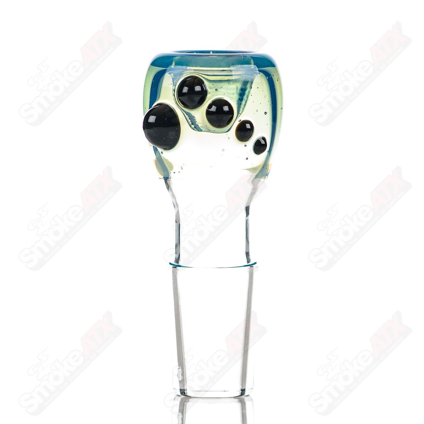Colorful 18mm Dustorm Glass push slide bowl with full color design, crafted from durable glass for smooth operation.