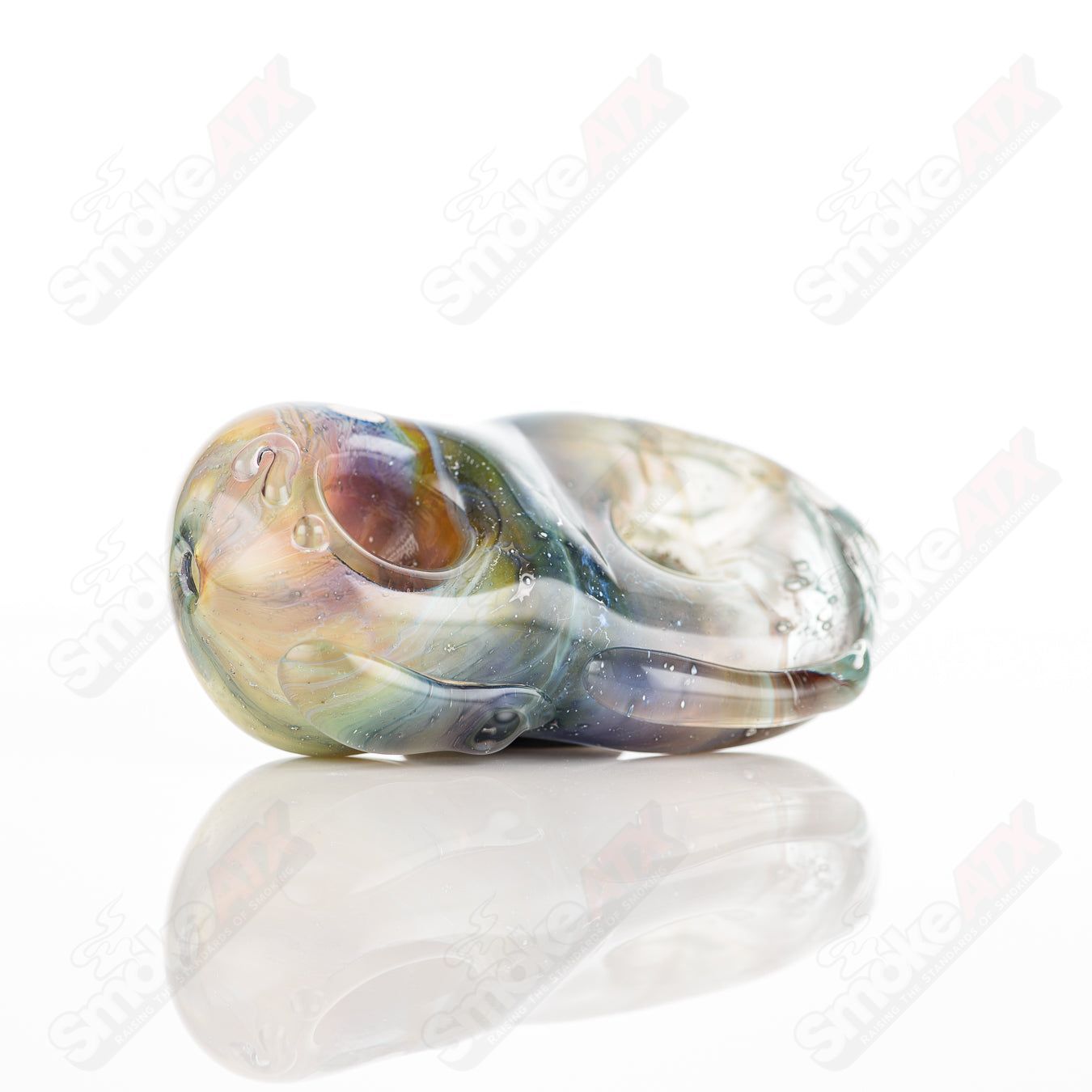 Glass Goddess Pipe by Nobody, clear glass pipe with intricate goddess design, perfect for smoking accessories.