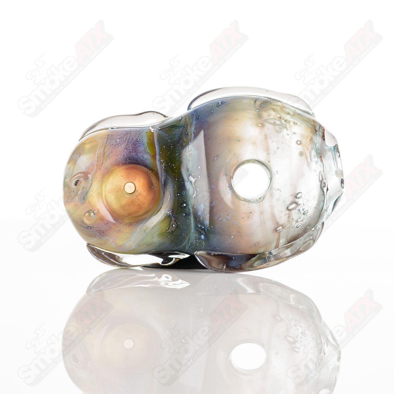 Glass Goddess Pipe by Nobody, clear glass pipe featuring intricate goddess design, suitable for herbal use.