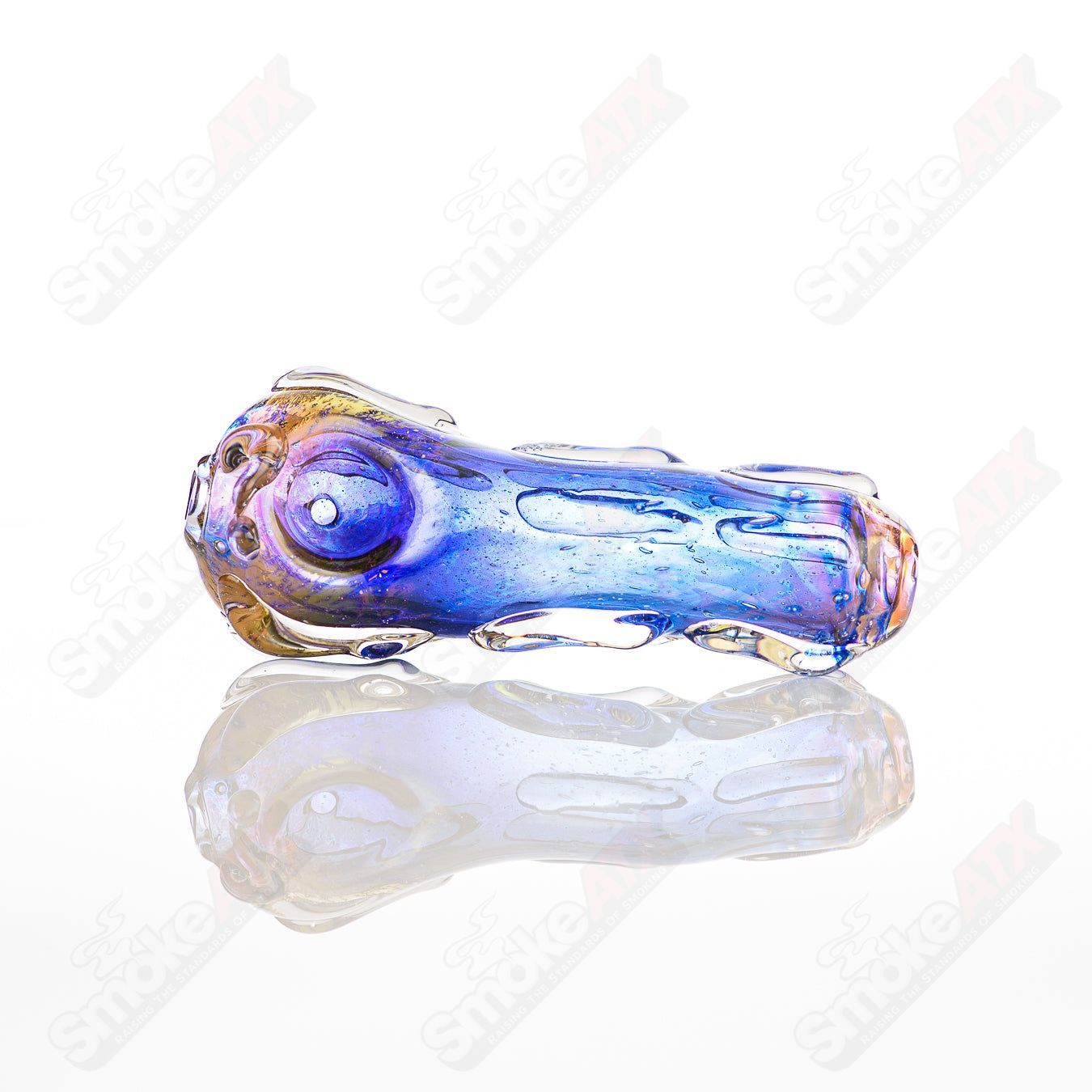 Glass pipe called #17 Spoon Glass by Nobody, clear glass with smooth rounded bowl and elongated stem, designed for smoking.