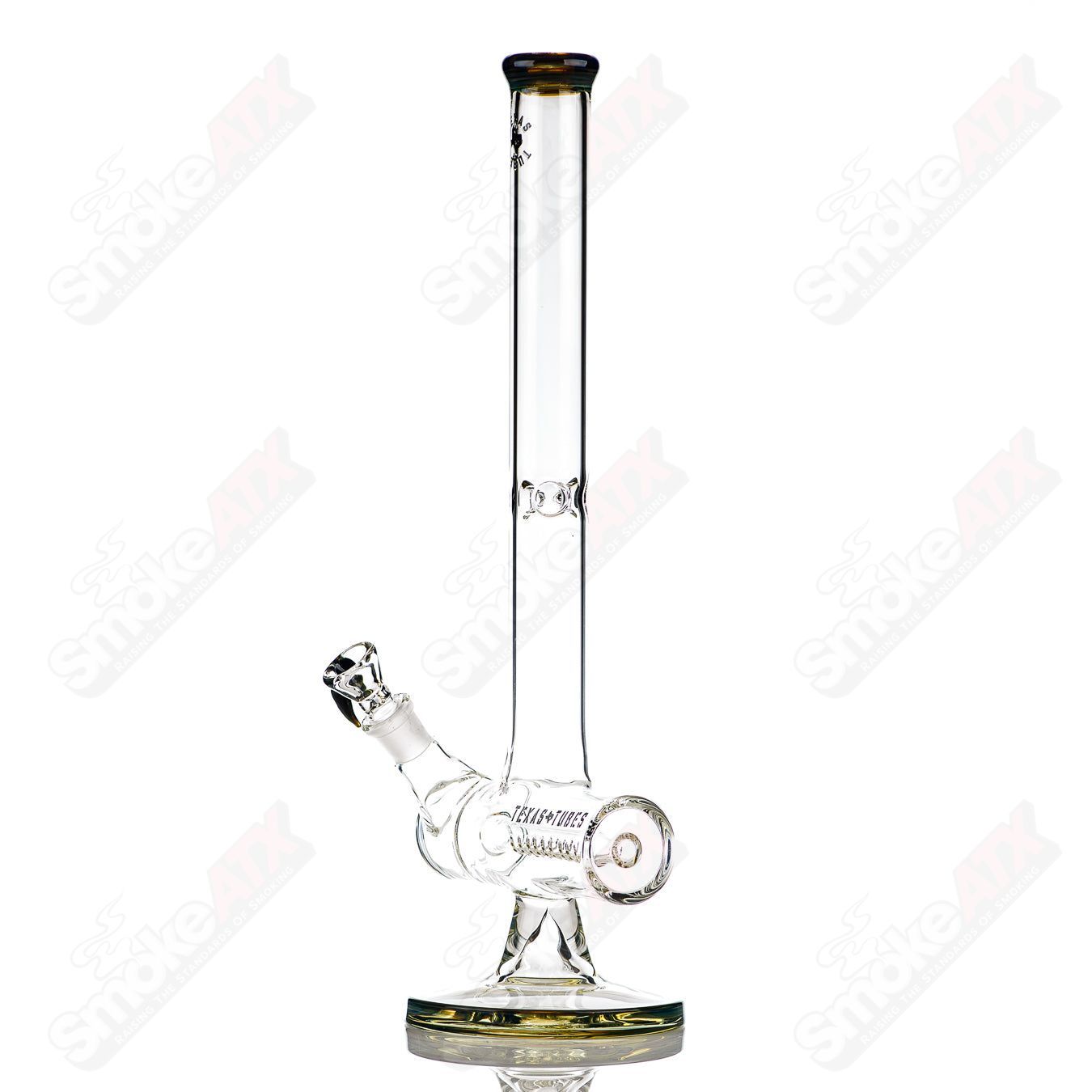 17-inch Texas Tubes blue-green glass inline straight tubes, 50x5mm, with vibrant color and clear glass design.