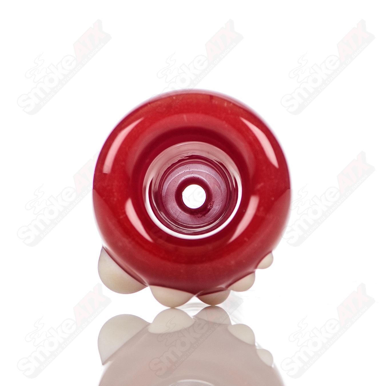 Colorful 18mm Dustorm Glass push slide bowl for smoking, featuring vibrant full-color design and clear glass construction.