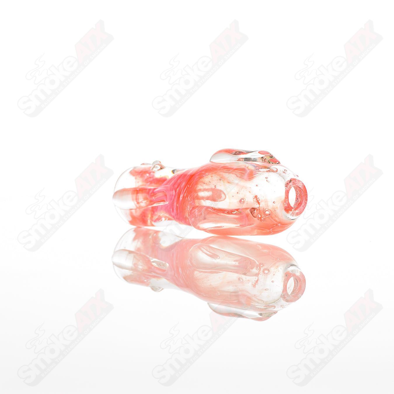 Large Glass Chillum by Nobody, clear glass smoking pipe with a simple cylindrical design and rounded mouthpiece.