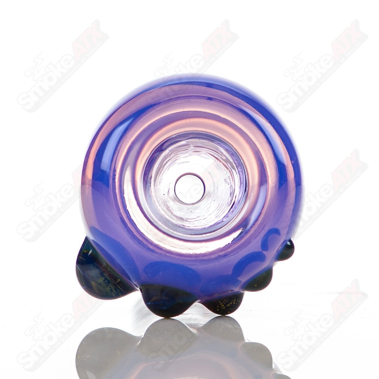 Colorful 18mm Dustorm Glass push slide bowl for smoking, featuring vibrant full color design and clear glass construction.