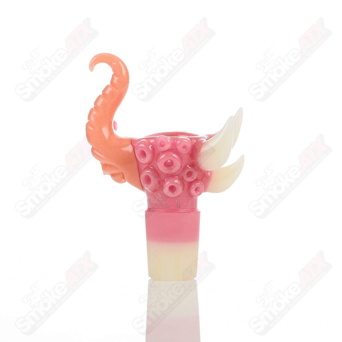 Salt Glass 19mm slide with 3-hole blush plastic and tooth design, suitable for heady glass bowls.