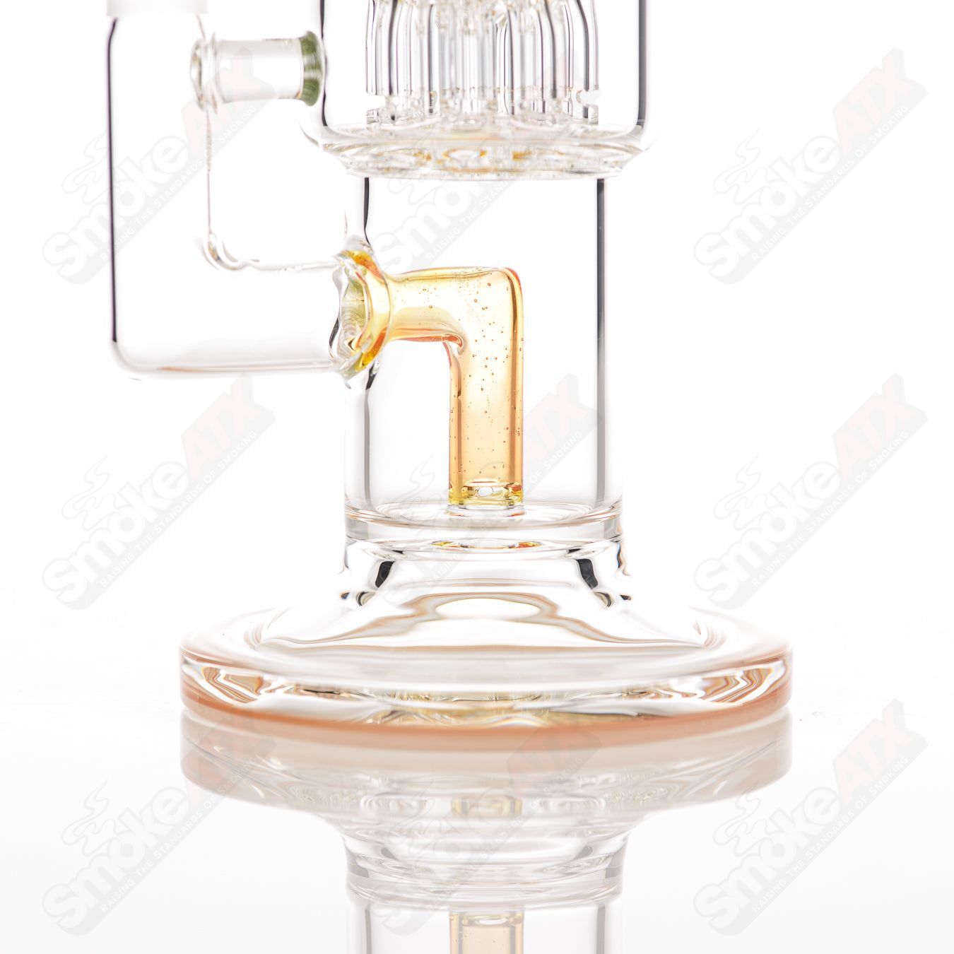 Toro Double Macro 8-Arm Tree Glass concentrate rig with 2-color accent foot and mouthpiece, 10mm diameter, for concentrates.