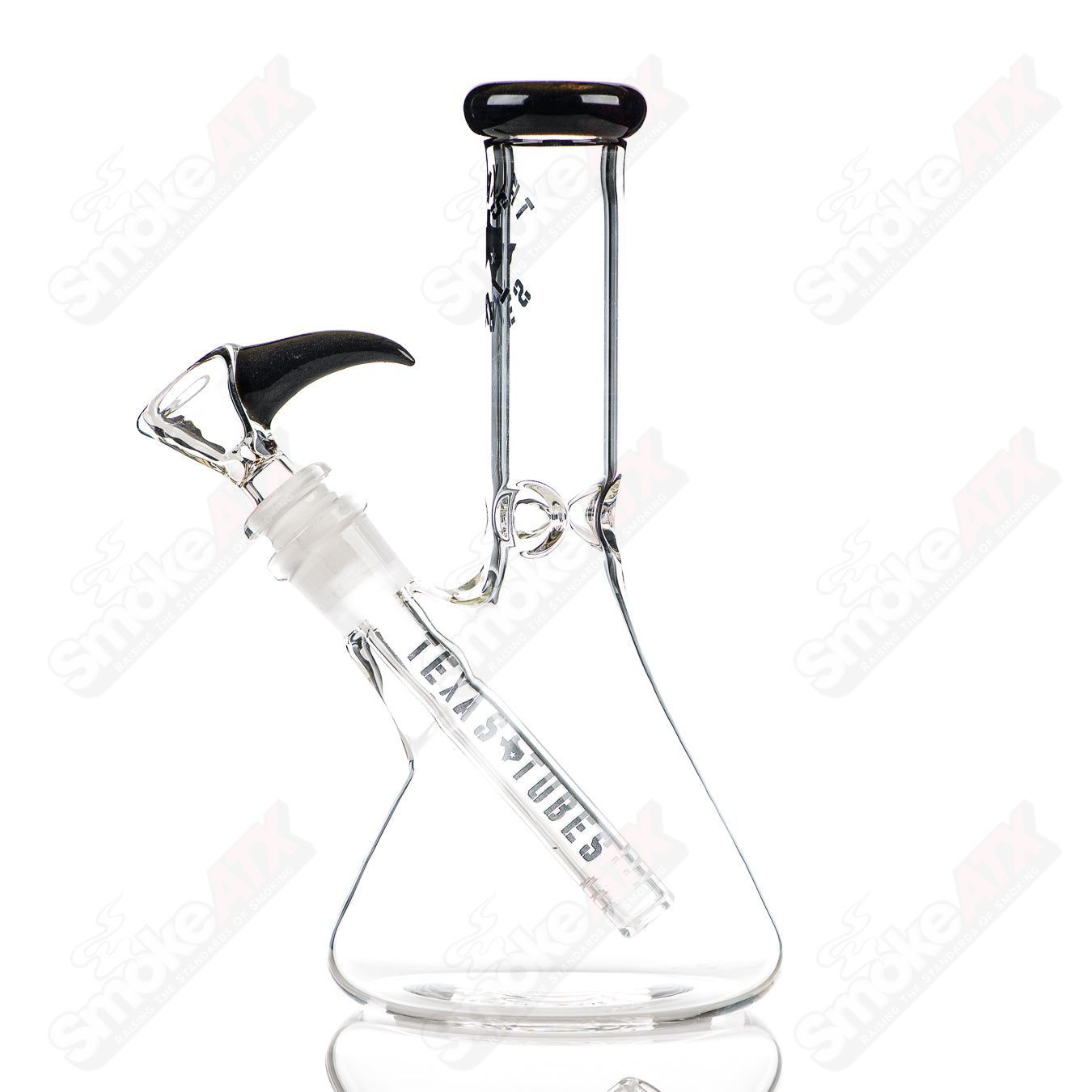 Colorful 14mm 8.5-inch glass beaker by Texas Tubes, featuring a vibrant design and sturdy construction for scientific use.
