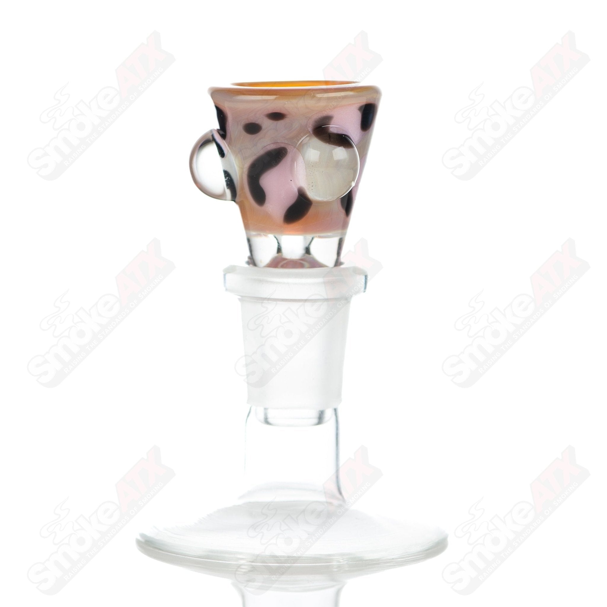 2 14mm Leopard Print Martini Bowl w Dots Adventures In Glass Blowing - Smoke ATX