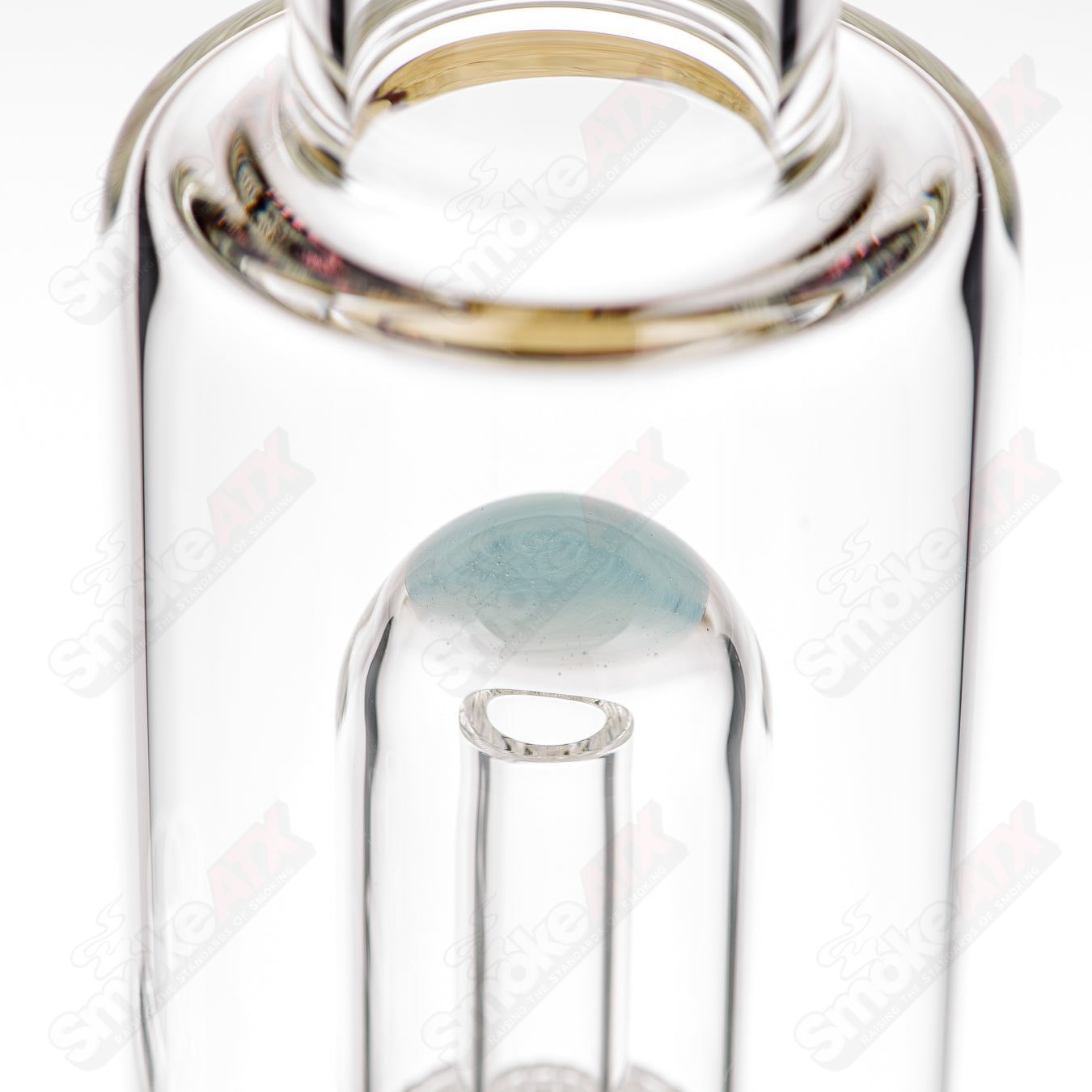 Clear 18mm Toro glass straight tube with full-size circular connections, designed for cannabis or water pipe use.