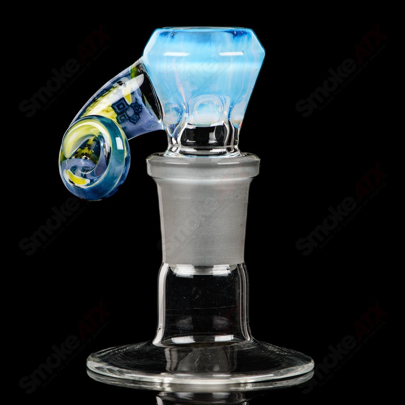 Black 18mm slide bowl for Heady Glass by Terroir, featuring Crunklestein design, suitable for 18mm joints.