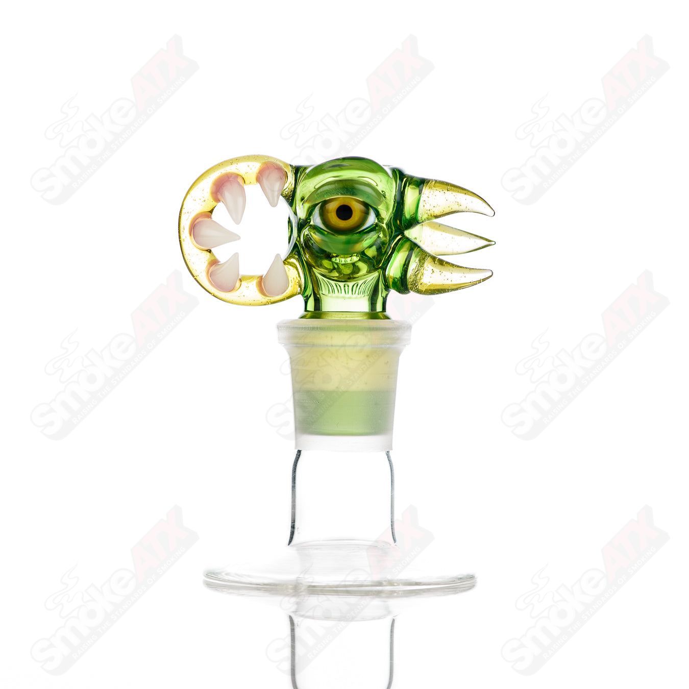 Salt Glass UV reactive 19mm 3-hole slide for Heady Glass bowls, featuring vibrant UV-reactive design and compatible with SPG and SALT accessories.