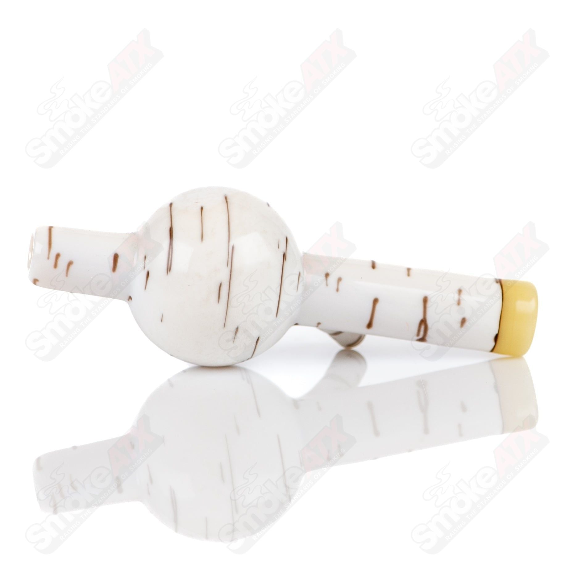 Foster Glass Heady Glass Birch Carb Cap, designed for efficient vaporization, features a sleek, natural wood finish.