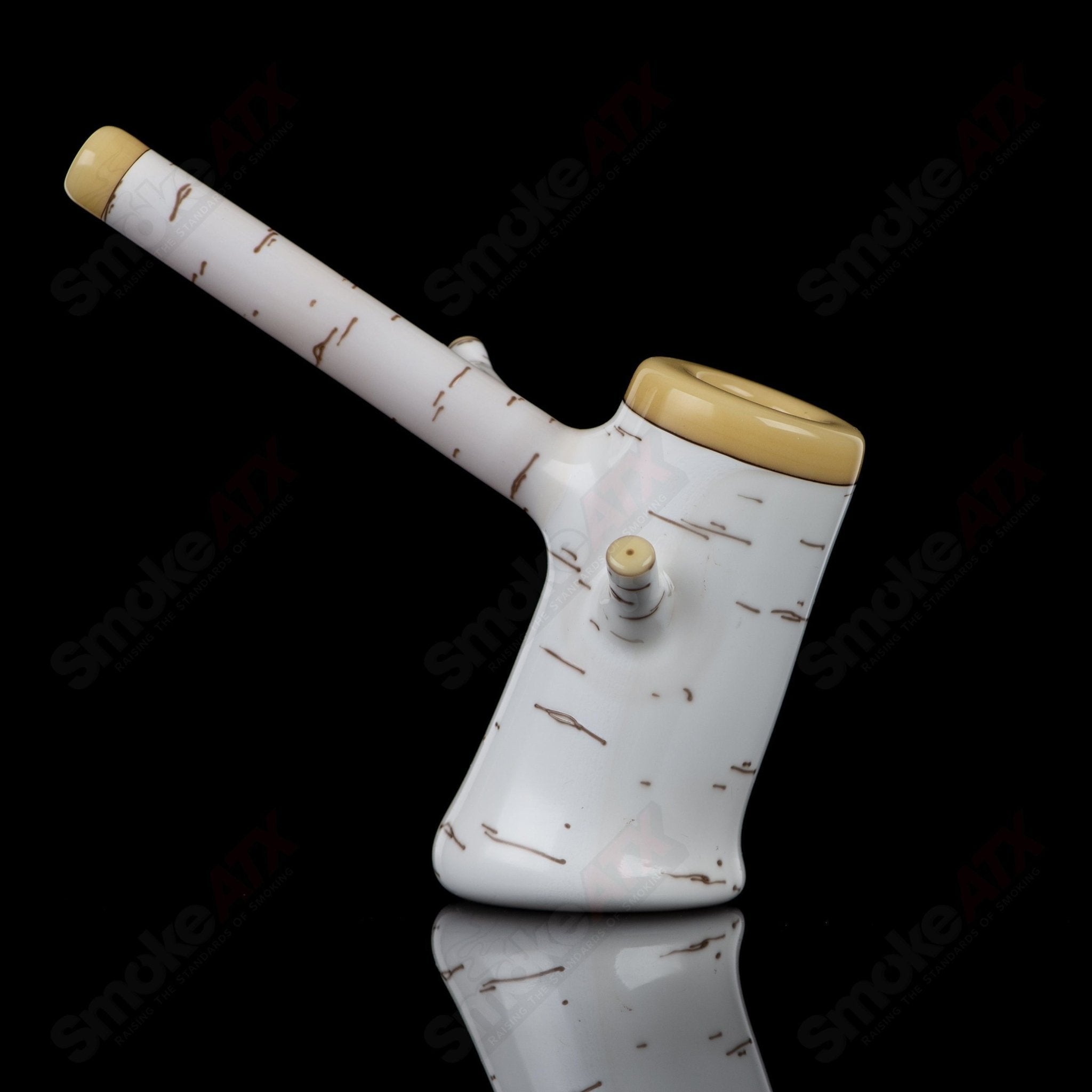 Foster Glass Birch Poker Pipe, hand-blown heady glass pipe with a birch tree design and intricate details.
