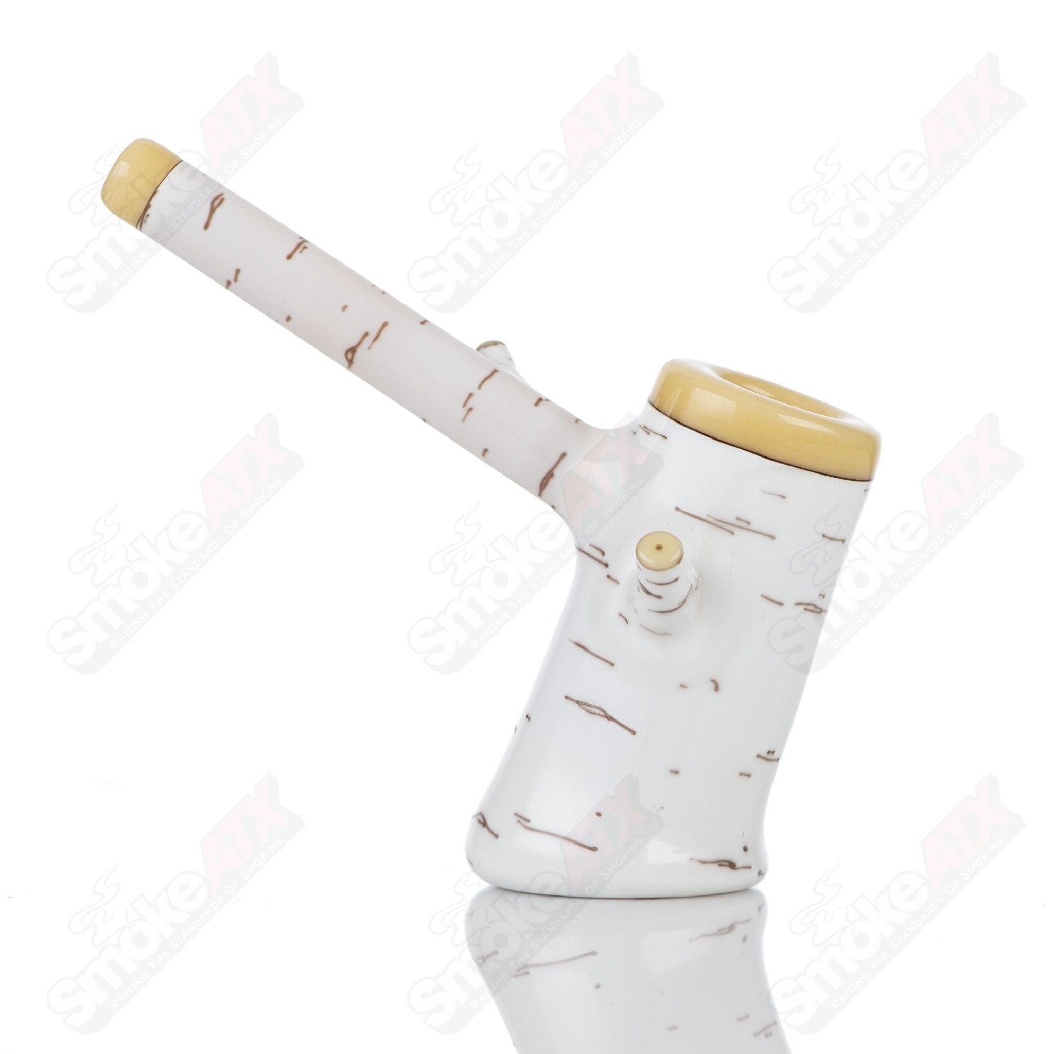 Foster Glass Birch Poker Pipe, hand-formed heady glass pipe with a natural birch wood design and smooth glass finish.