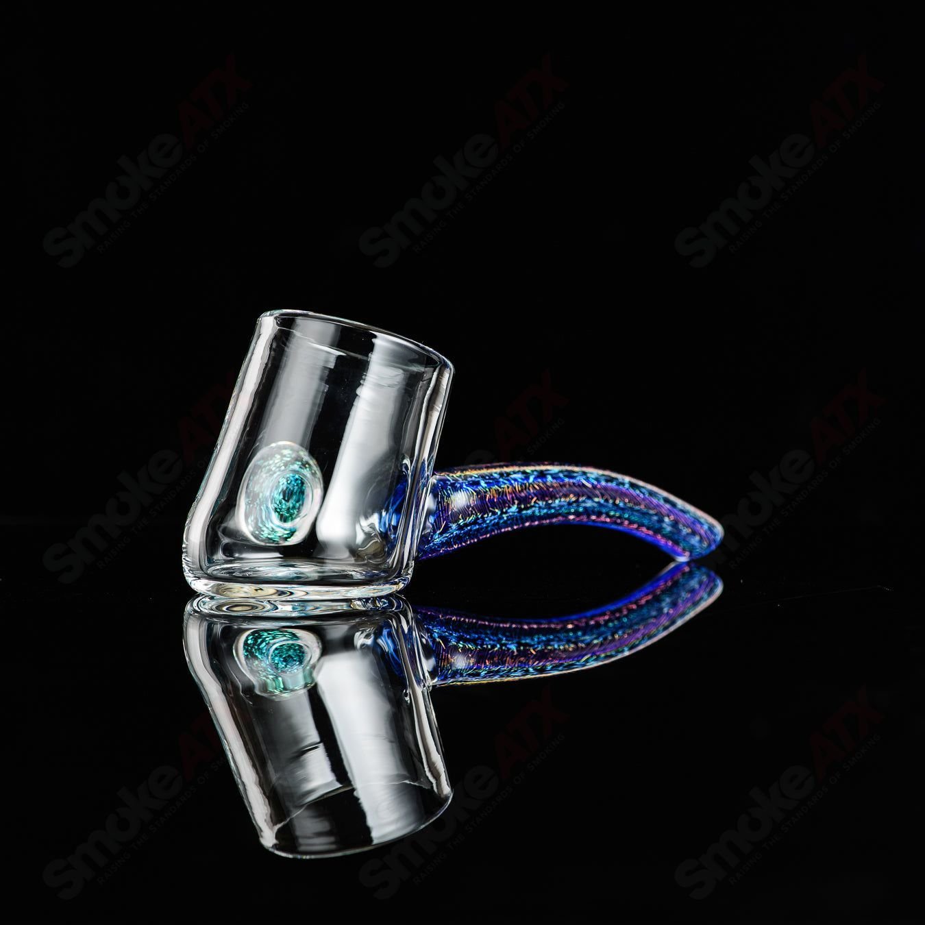 Glass Dichro Proxy Attachment by Justin Freeman, featuring vibrant dichroic glass with intricate detailing for jewelry or art projects.