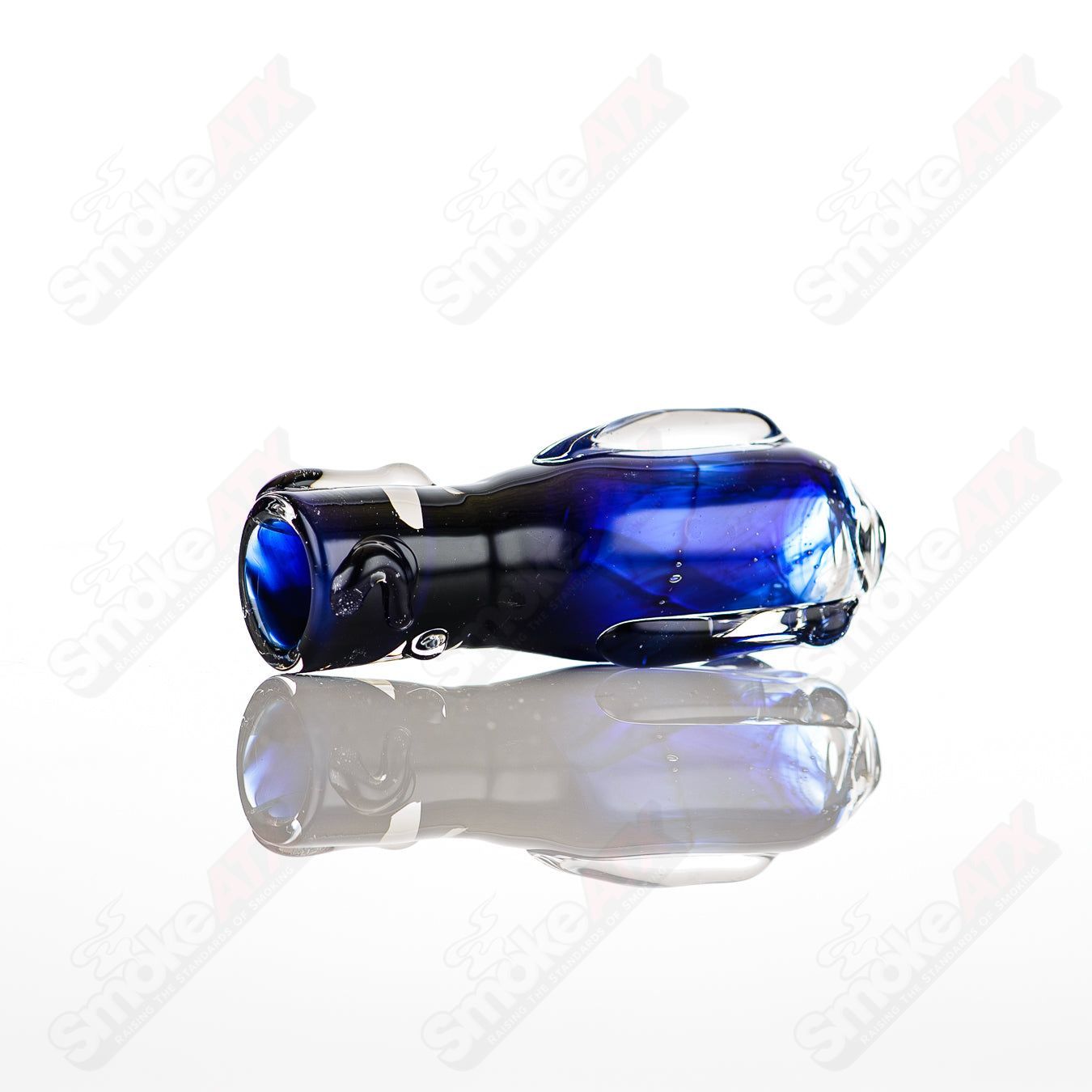 Large Glass Chillum by Nobody, clear glass smoking pipe with simple design, showcasing its elongated shape and smooth finish.