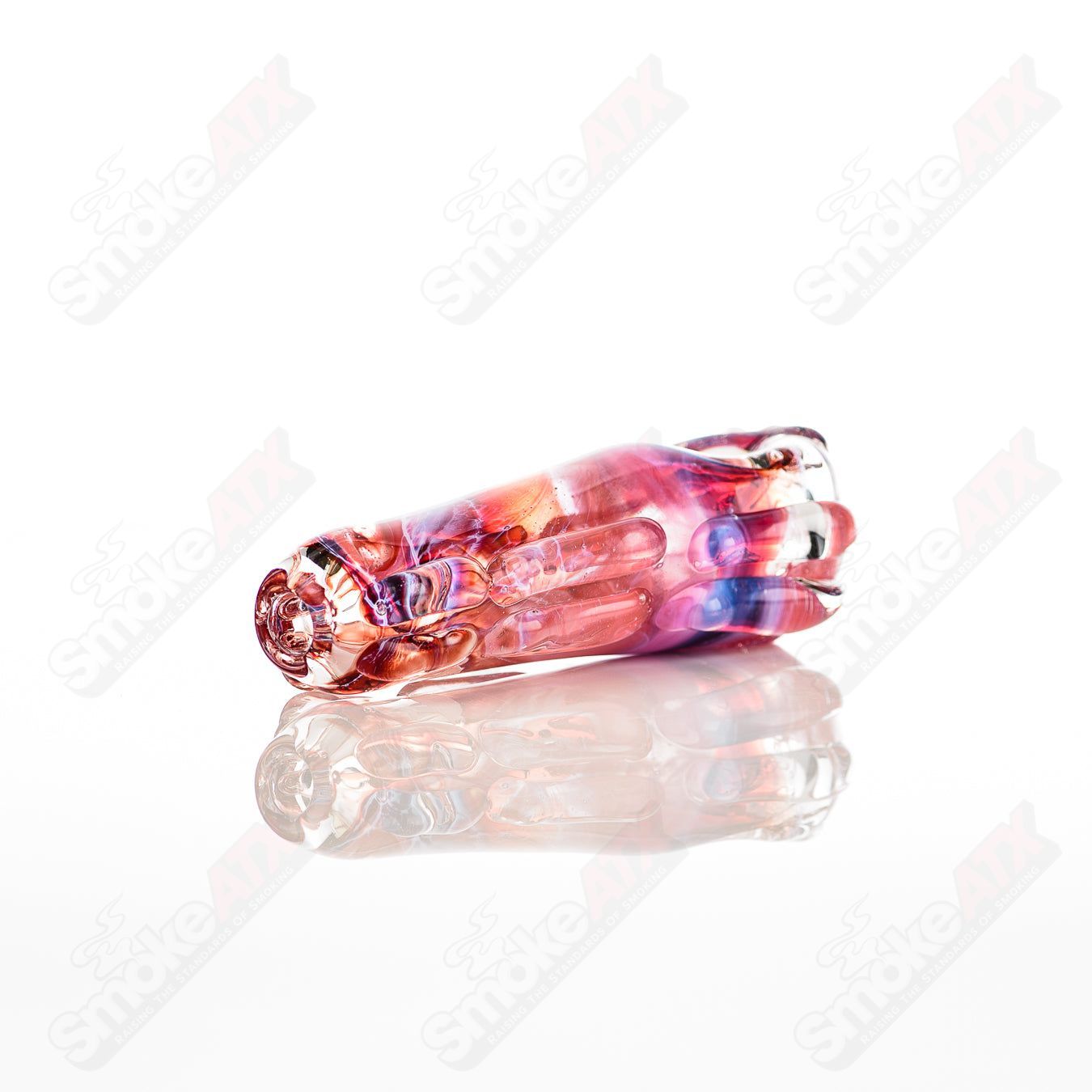 Two-spoon glass pipe by Nobody, clear glass smoking pipe with a rounded bowl and elongated stem, designed for smoking.