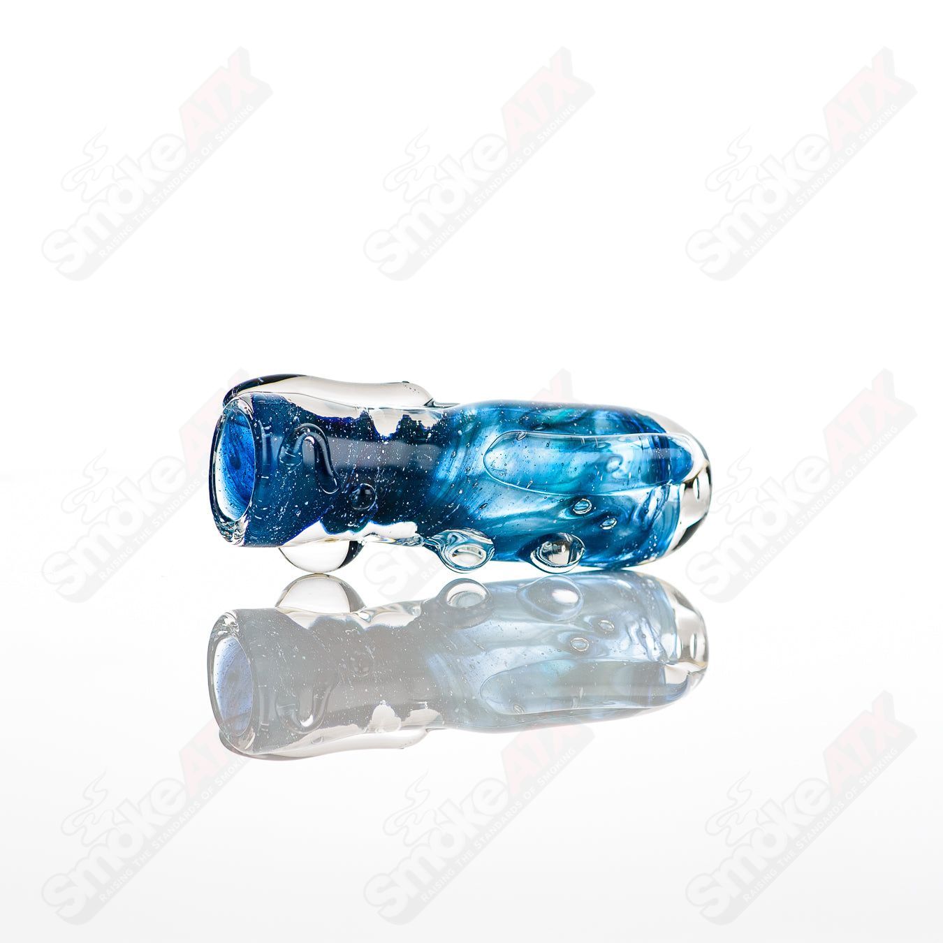 Large Glass Chillum by Nobody, transparent glass smoking pipe with a simple, smooth design for easy handling.