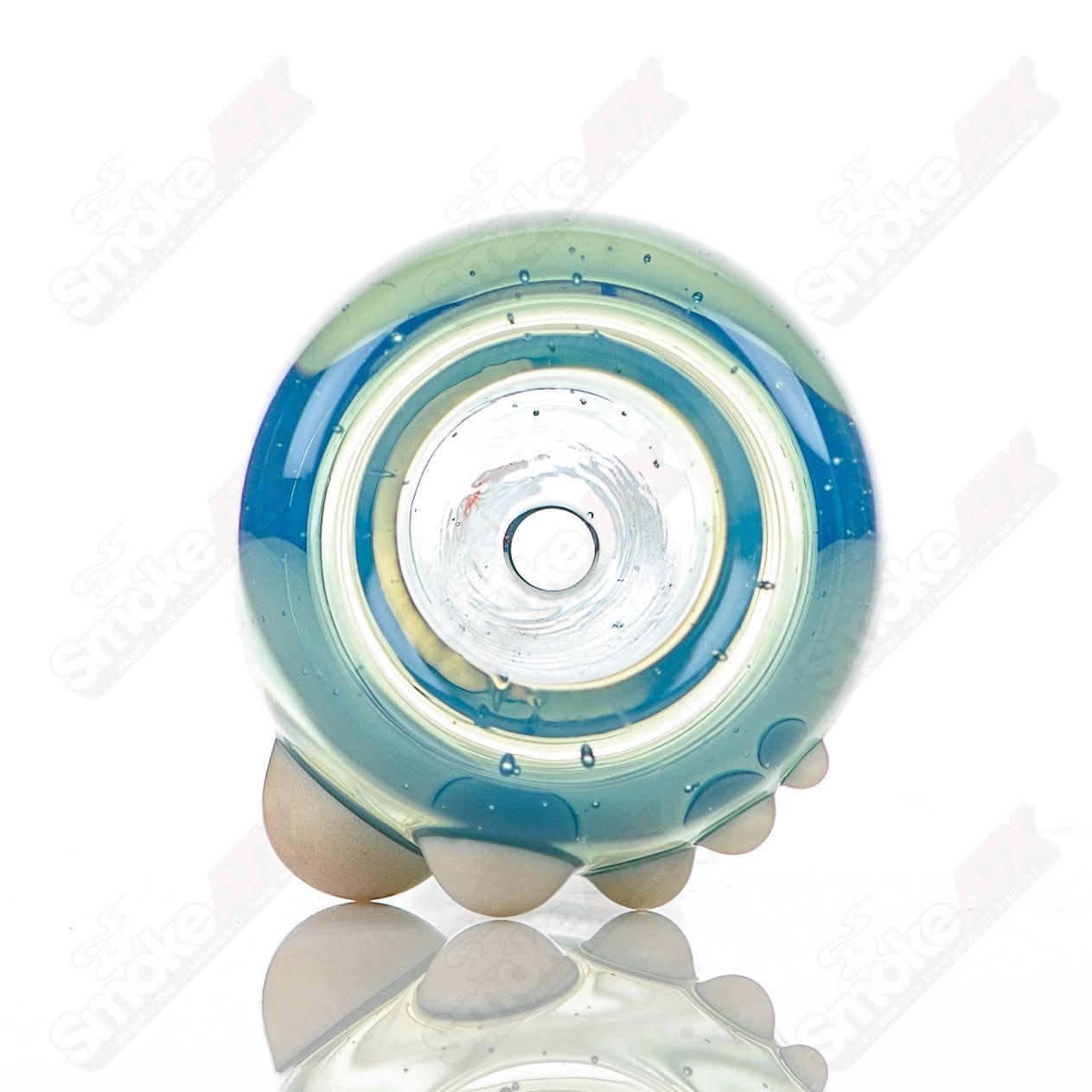 Colorful 18mm Dustorm Glass push slide bowl with full-color design, showcasing a vibrant glass bowl for smoking accessories.