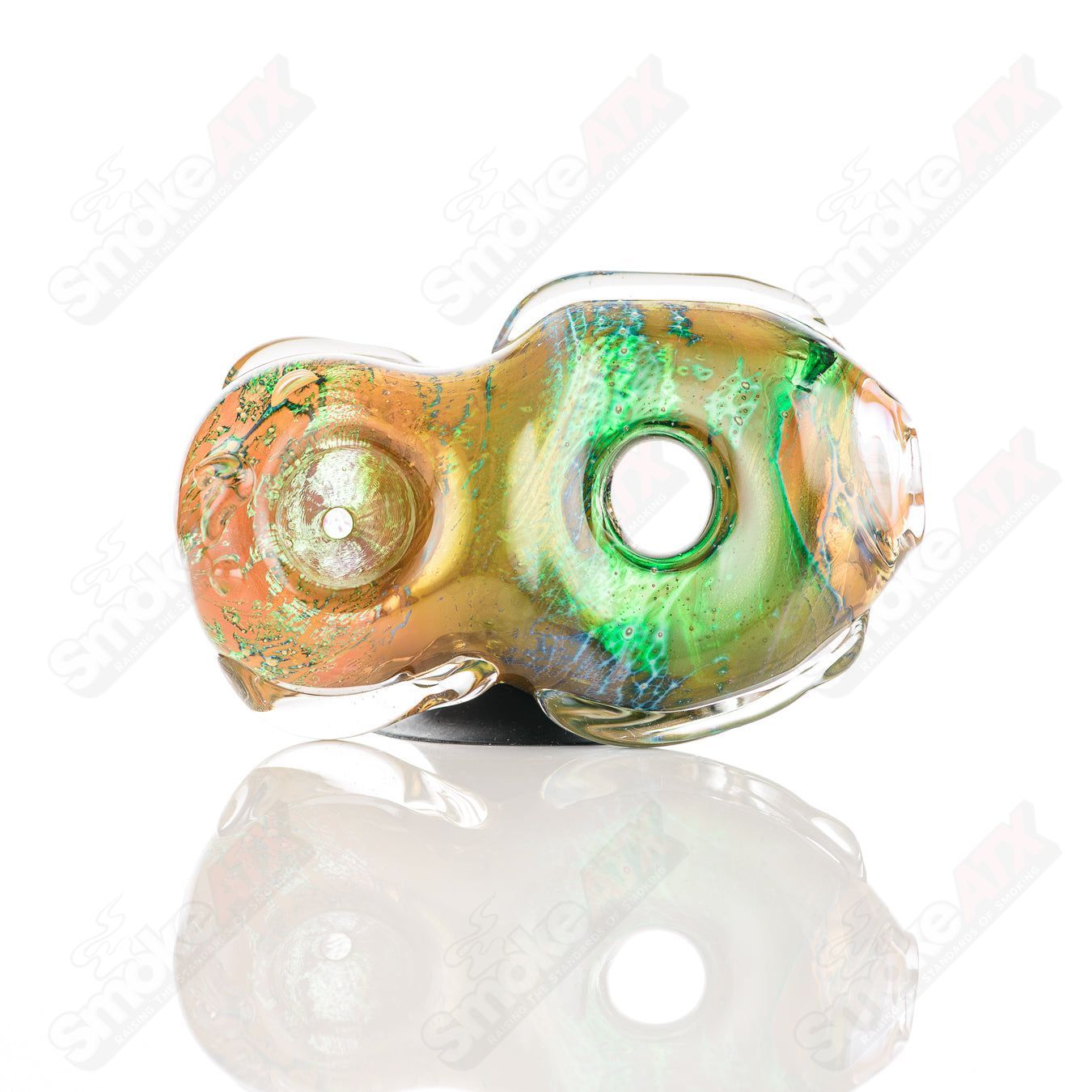 Glass Goddess Pipe by Nobody, handcrafted clear glass pipe featuring intricate goddess design and smooth mouthpiece.