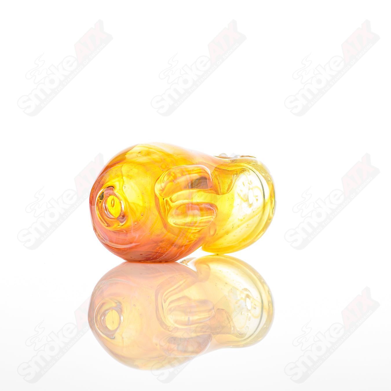 Glass by Nobody #24 Bean Spoon Glass pipe with clear glass and bean-shaped design, ideal for smoking or display.