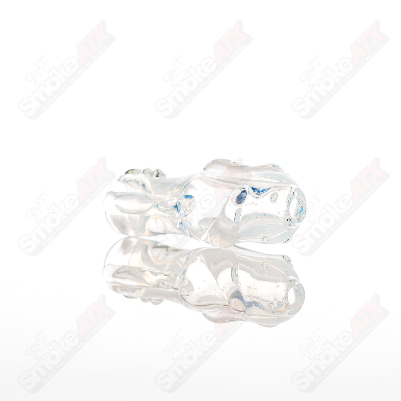 Large Glass Chillum by Nobody, clear glass smoking pipe with a smooth, cylindrical shape and a rounded bowl for hand-held use.