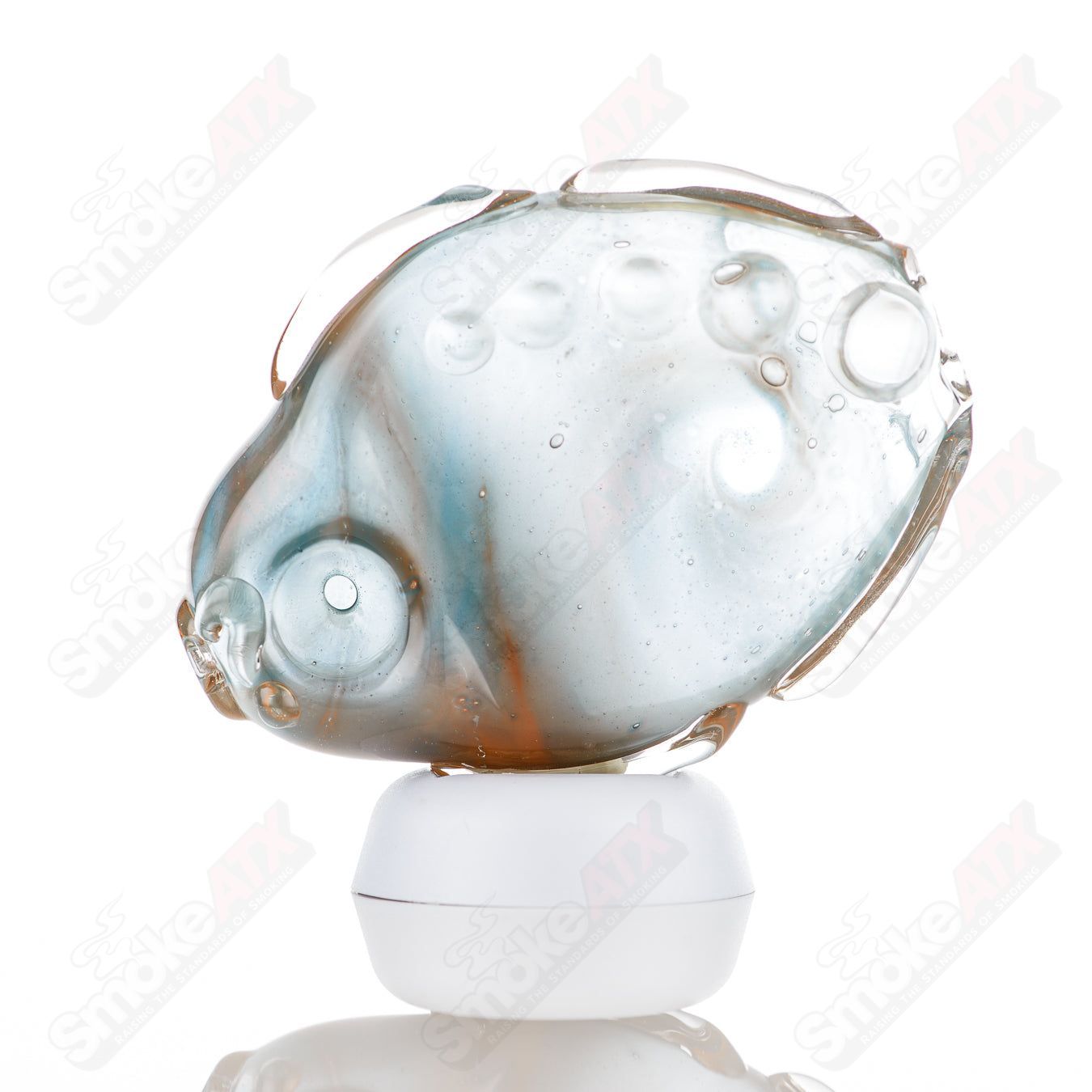Glass Goddess Pipe by Nobody featuring a detailed goddess design, made from clear glass, perfect for personal use.