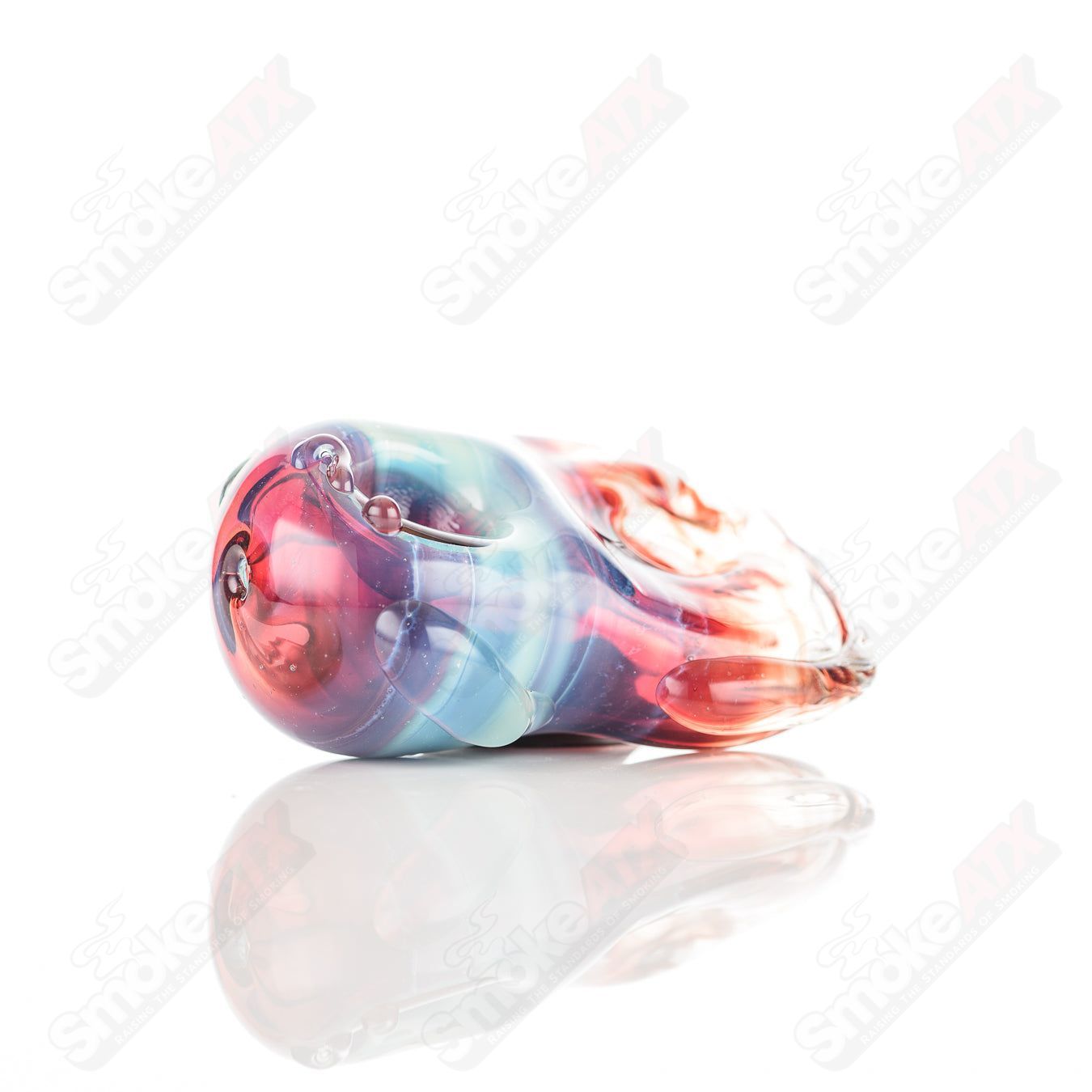 Glass pipe featuring a donut chillum design by Nobody, made of clear glass with colorful donut accents, perfect for smoking.