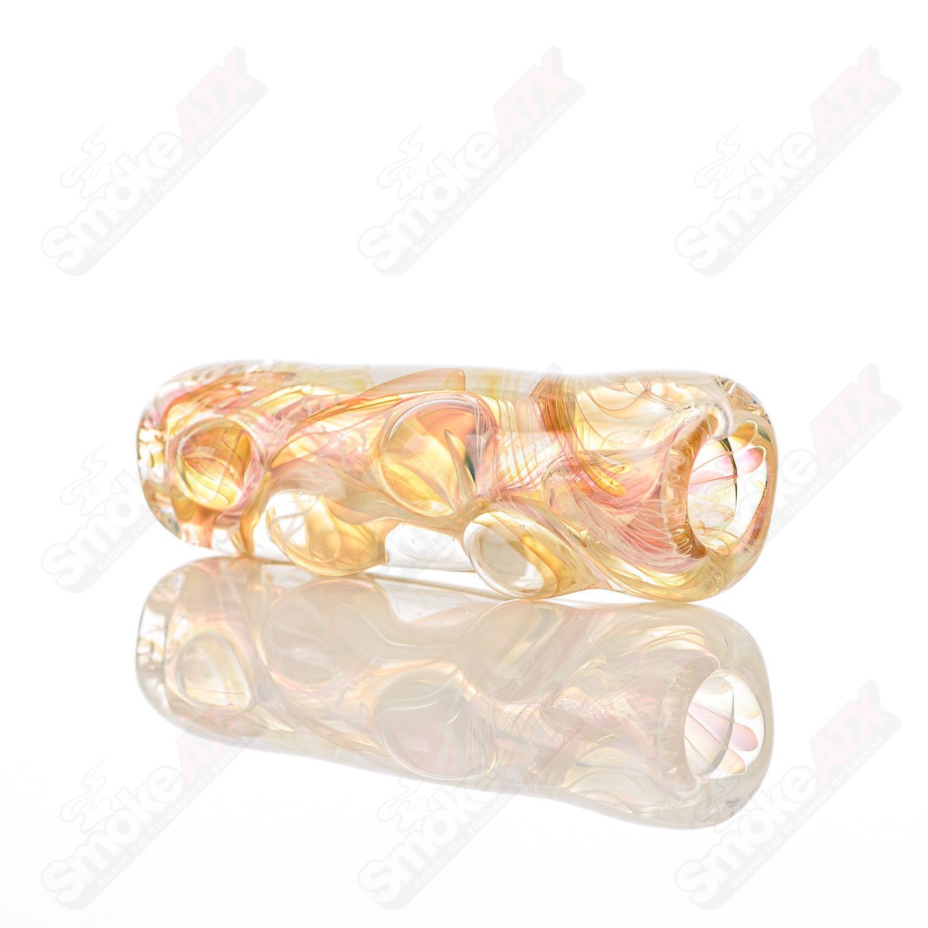 Texas Hot Glass Taster #27 Chillum glass pipe, clear with intricate design, for smoking enjoyment.