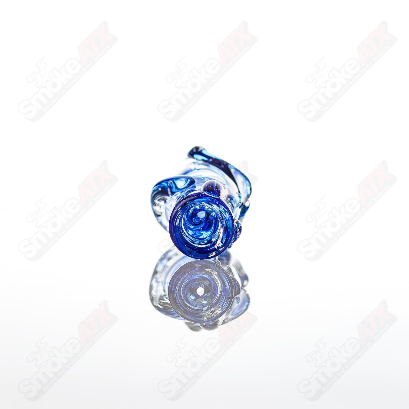 Large glass chillum by Nobody, featuring a transparent design with intricate patterns, designed for easy handling and smooth use.