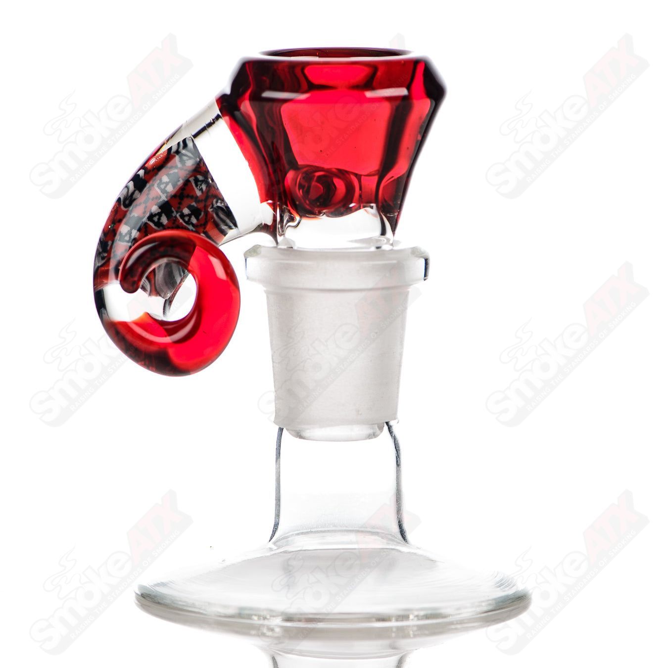 Terroir Heady Glass bowl with gold ruby slide, 14mm size, black T design, limited edition LE 25, created by Crunklestein.