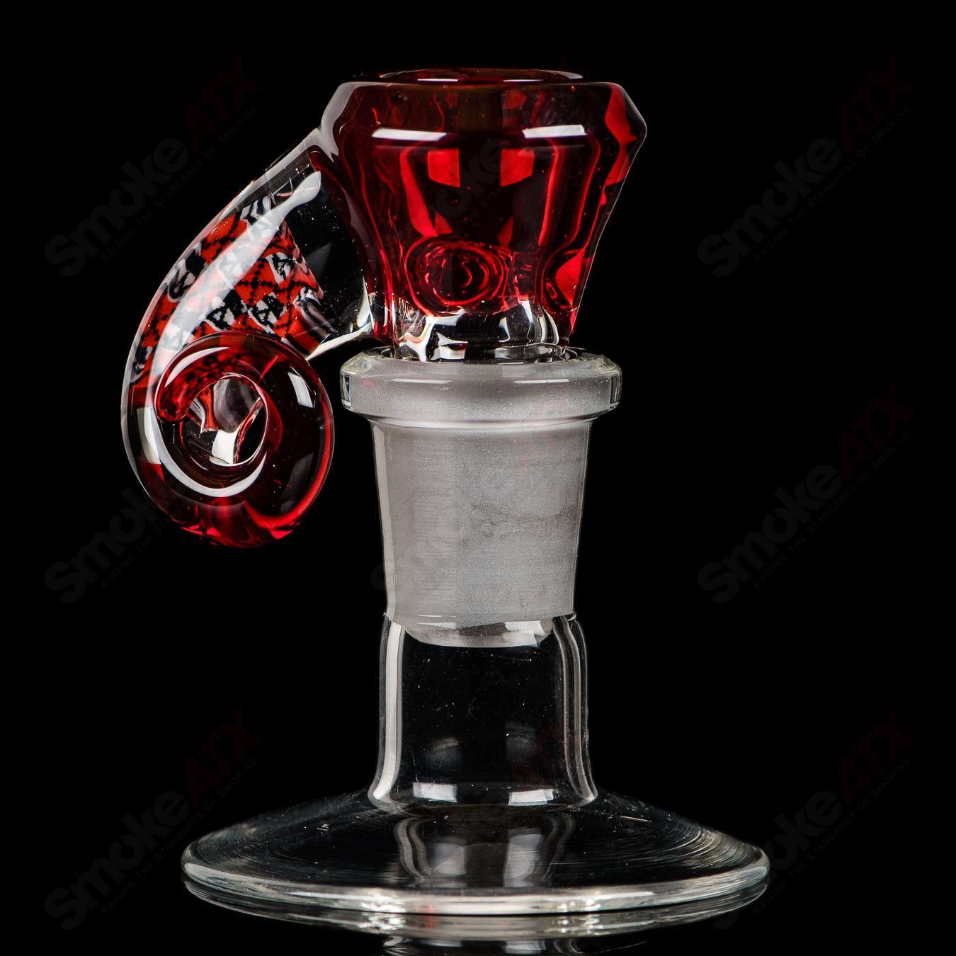 Terroir Heady Glass bowl with 14mm gold ruby slide, black T design, limited edition LE /25, crafted by Crunklestein.