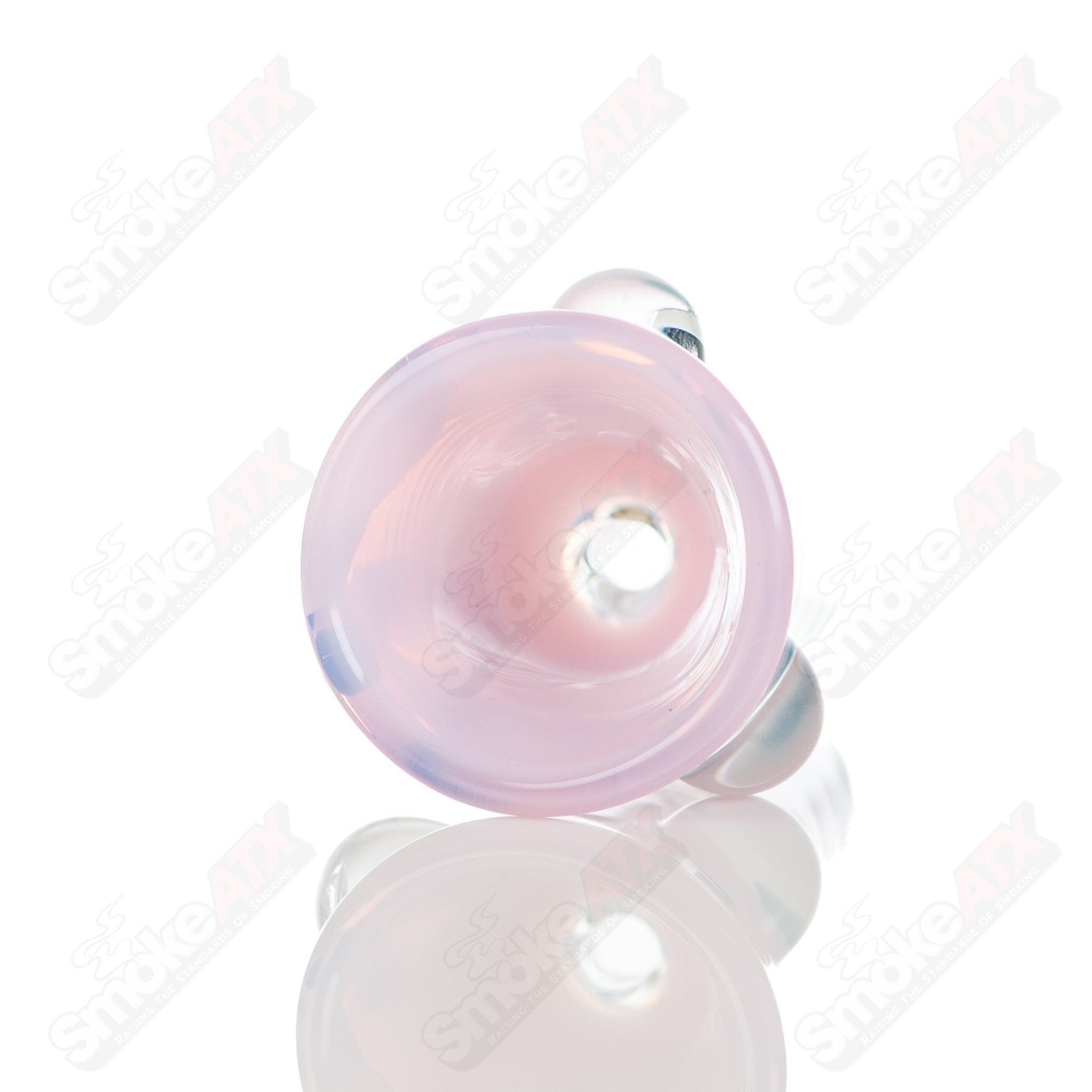 Leopard print 18mm glass martini bowl with dotted design, crafted by Adventures In Glass Blowing, showcasing intricate glass artistry.