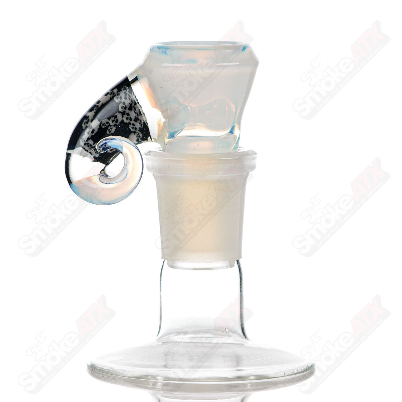 Cap’n Crunk 18mm Moonstone Slide LE for heady glass bowls, black T design, limited edition, with intricate moonstone detailing.