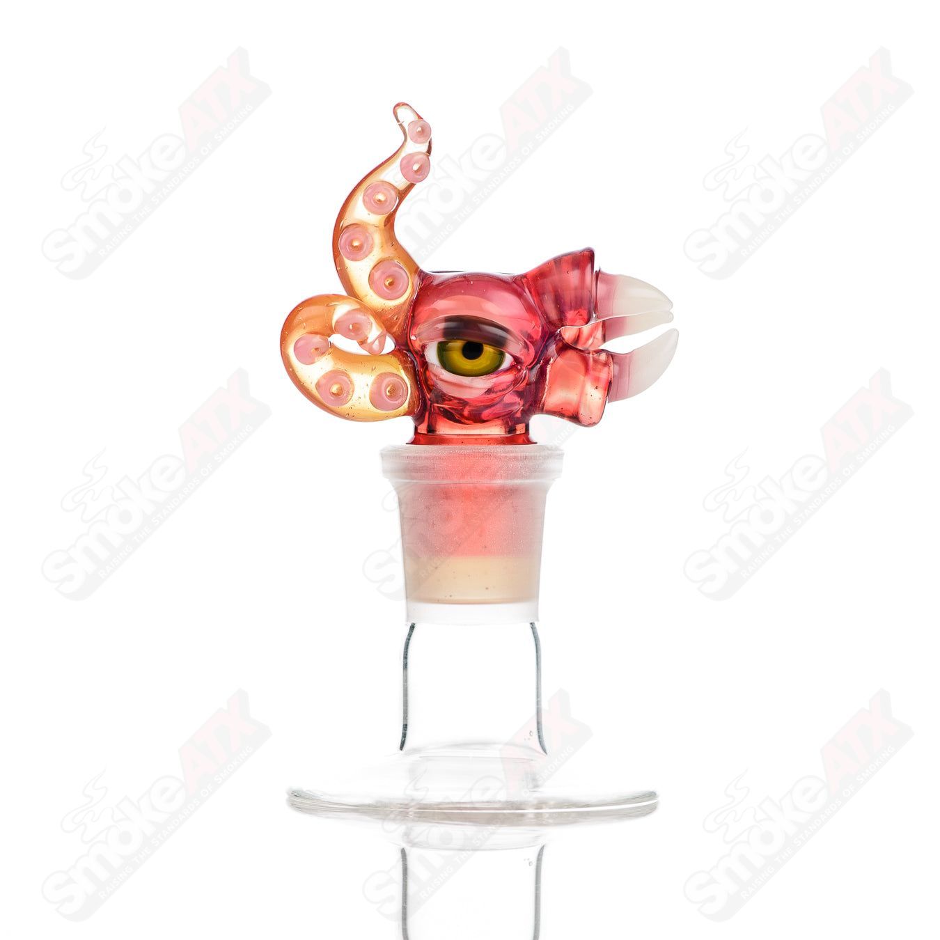 Salt Glass UV Reactive 19mm 3-Hole Slide for Heady Glass bowls, featuring vibrant UV-reactive design and three-hole functionality.