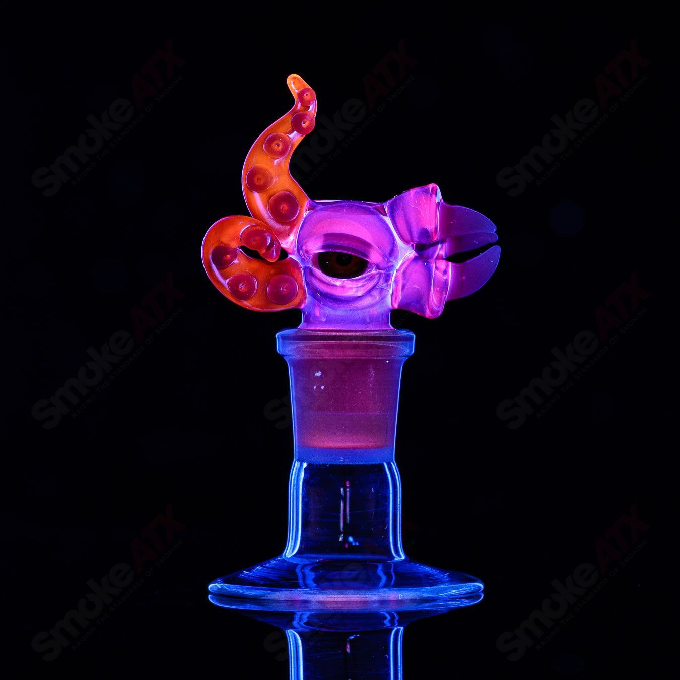 Salt Glass UV reactive 19mm 3-hole slide bowl for heady glass, featuring vibrant UV-reactive design and durable construction.
