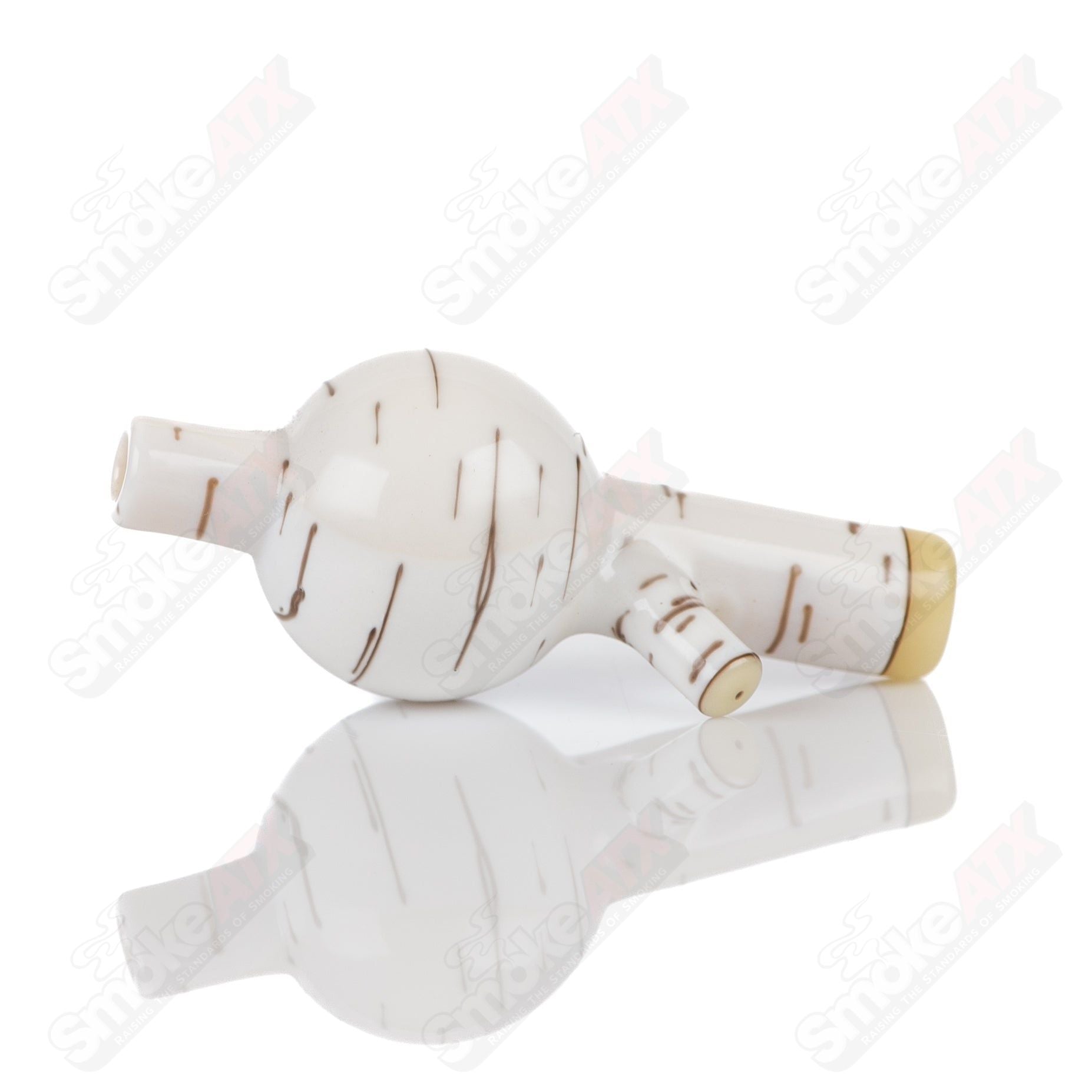 Foster Glass #3 Birch Carb Cap for heady glass dabbing, featuring a natural wood-like finish and intricate design details.