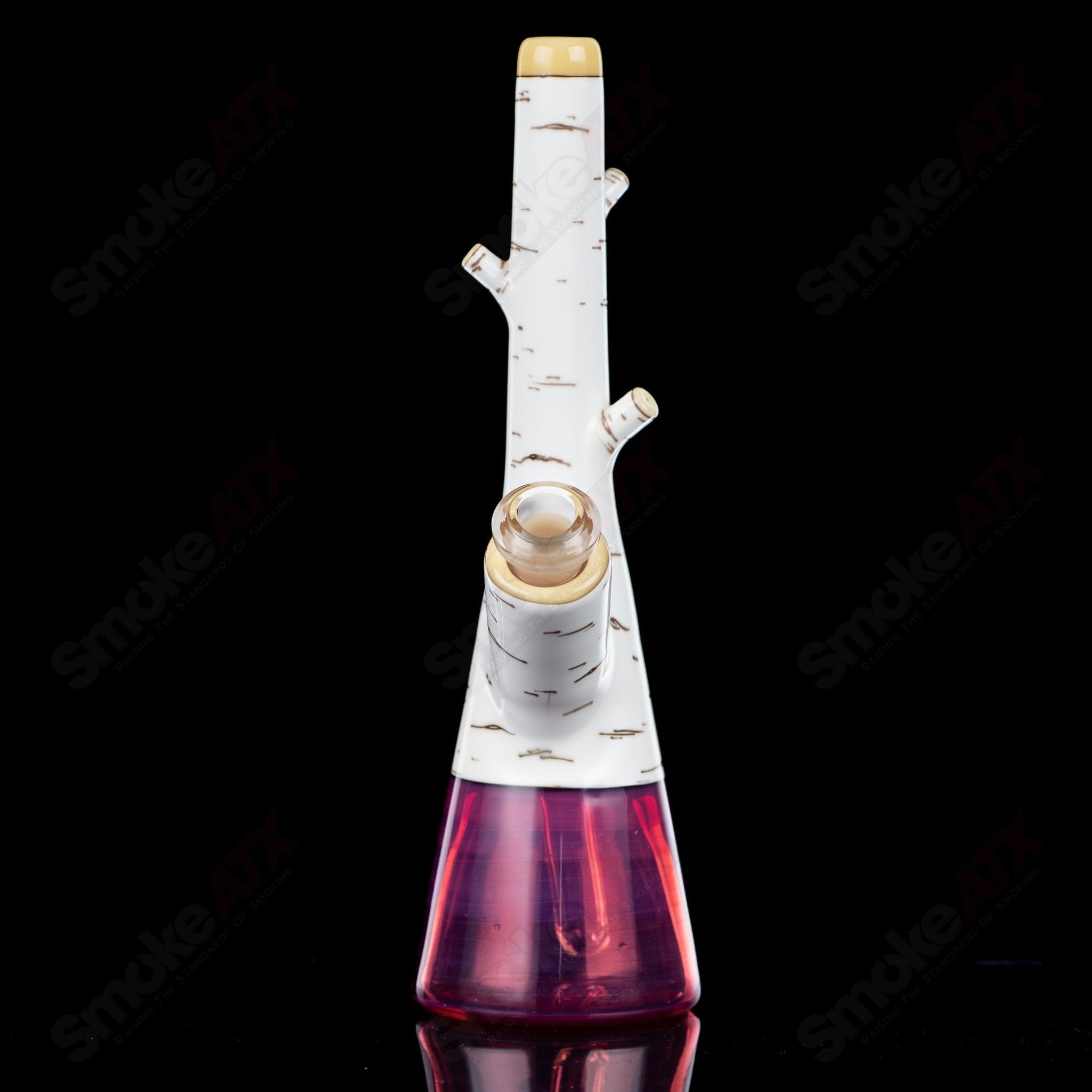 Foster Glass Heady Glass Birch Tube Foster Glass with clear glass design and intricate details.