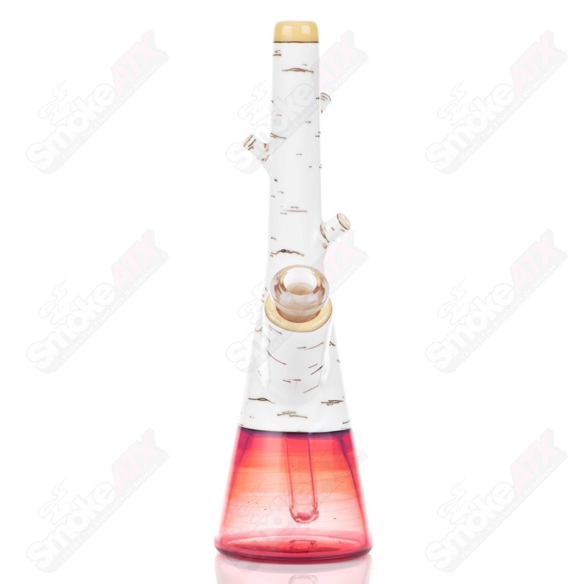 Heady Foster Glass #3 Birch Tube with intricate glass design, clear tube showcasing artistic craftsmanship and detailed glasswork.