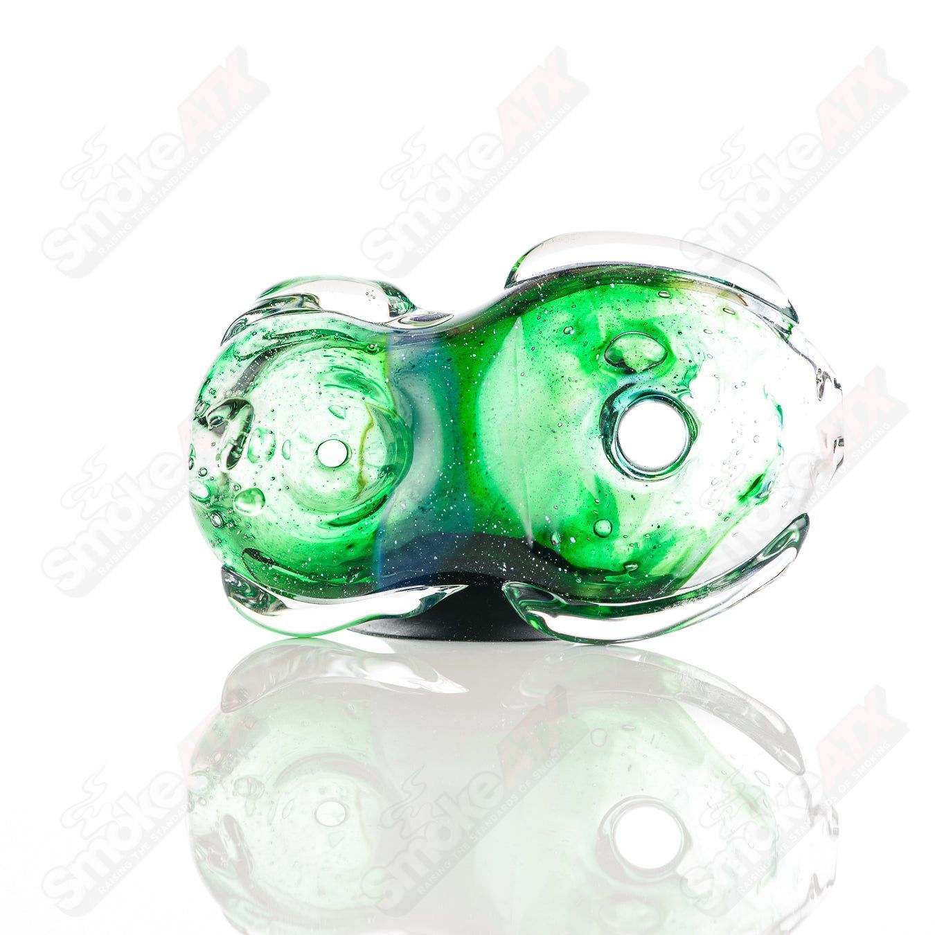 Glass Goddess Pipe by Nobody, clear hand-blown glass pipe with intricate goddess design, perfect for smoking accessories.
