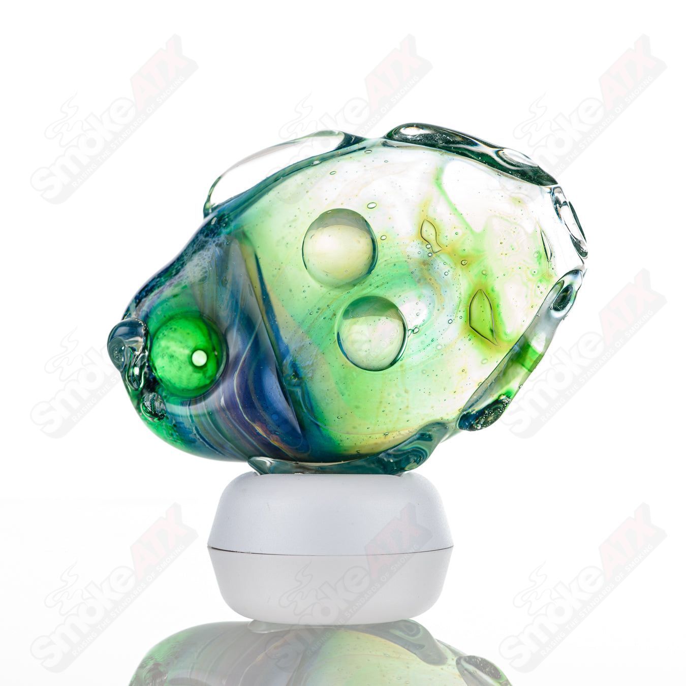 Glass Goddess Pipe by Nobody, clear glass pipe featuring a detailed goddess design, ideal for smooth smoking experiences.