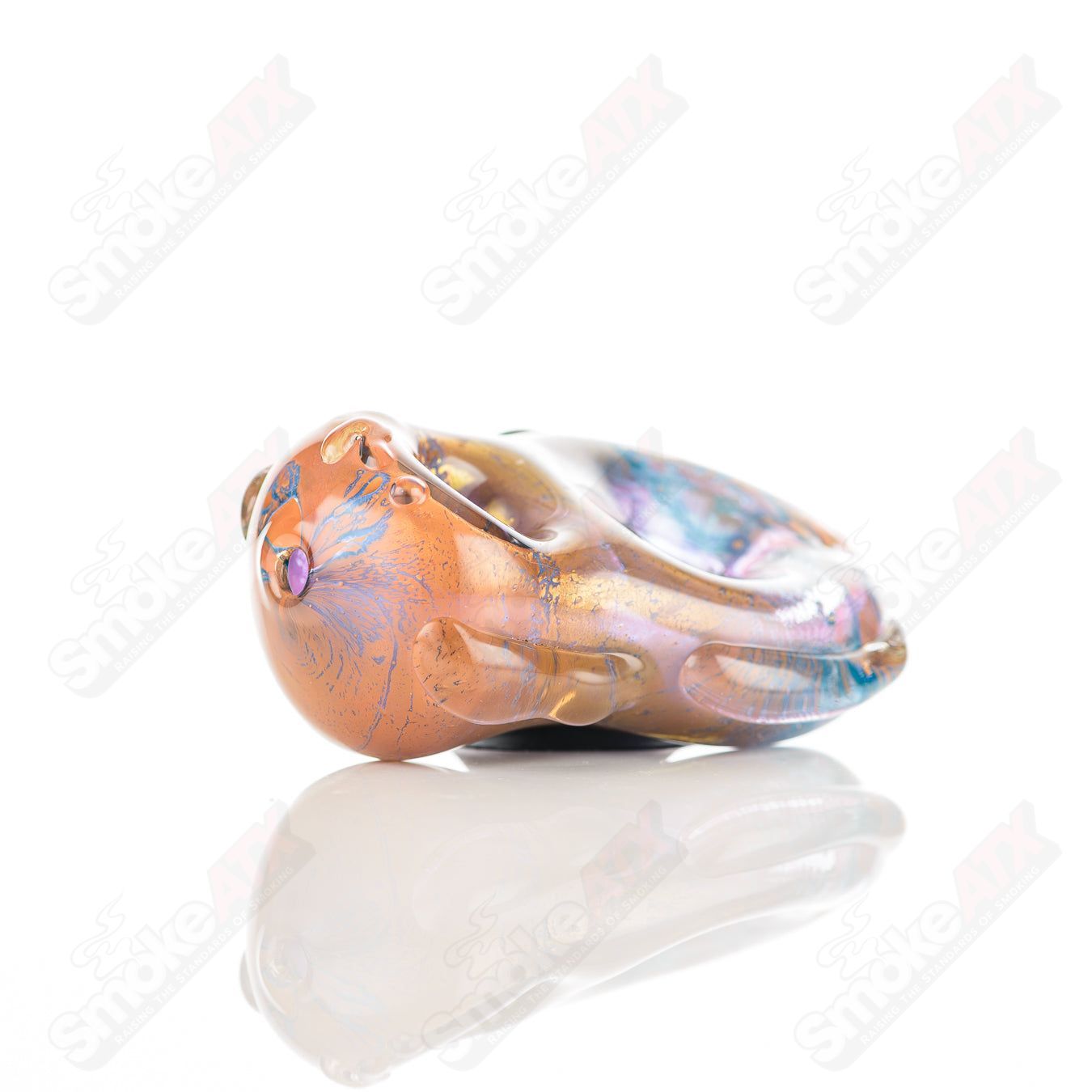 Glass Goddess Pipe by Nobody, clear glass pipe with intricate goddess design, smooth mouthpiece, and detailed craftsmanship.
