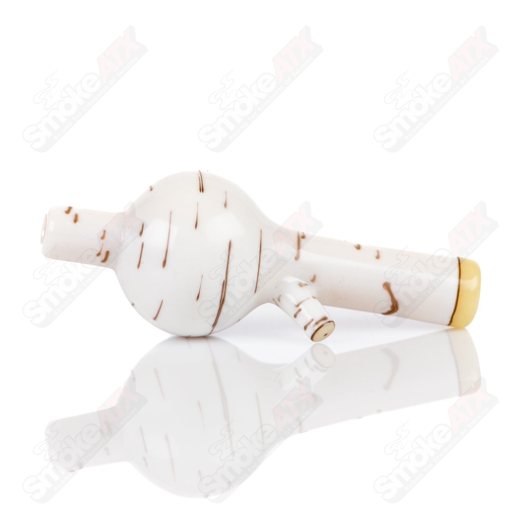 Foster Glass #4 Birch Carb Cap for Heady Glass, featuring a clear glass design with a textured birch pattern for vapor control.