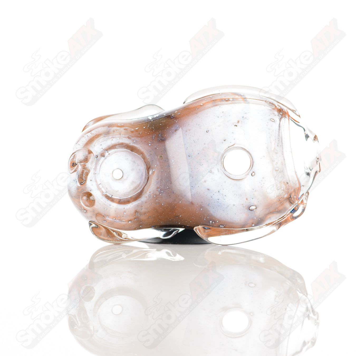 Glass Goddess Pipe by Nobody, clear glass pipe with decorative goddess design, suitable for smoking.